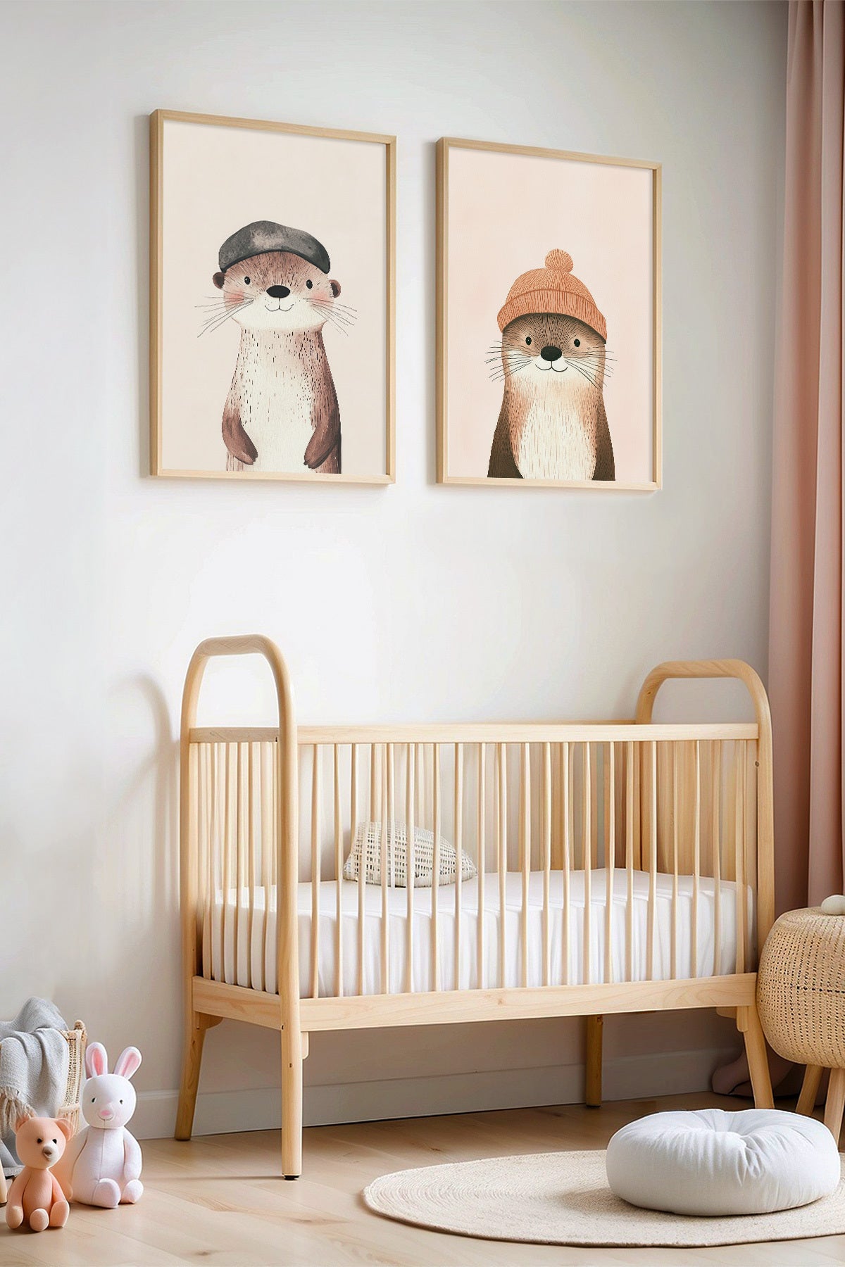 2'li Su Samurları Çocuk Odası Ve Bebek Odası Ahşap Çerçeveli Tablo