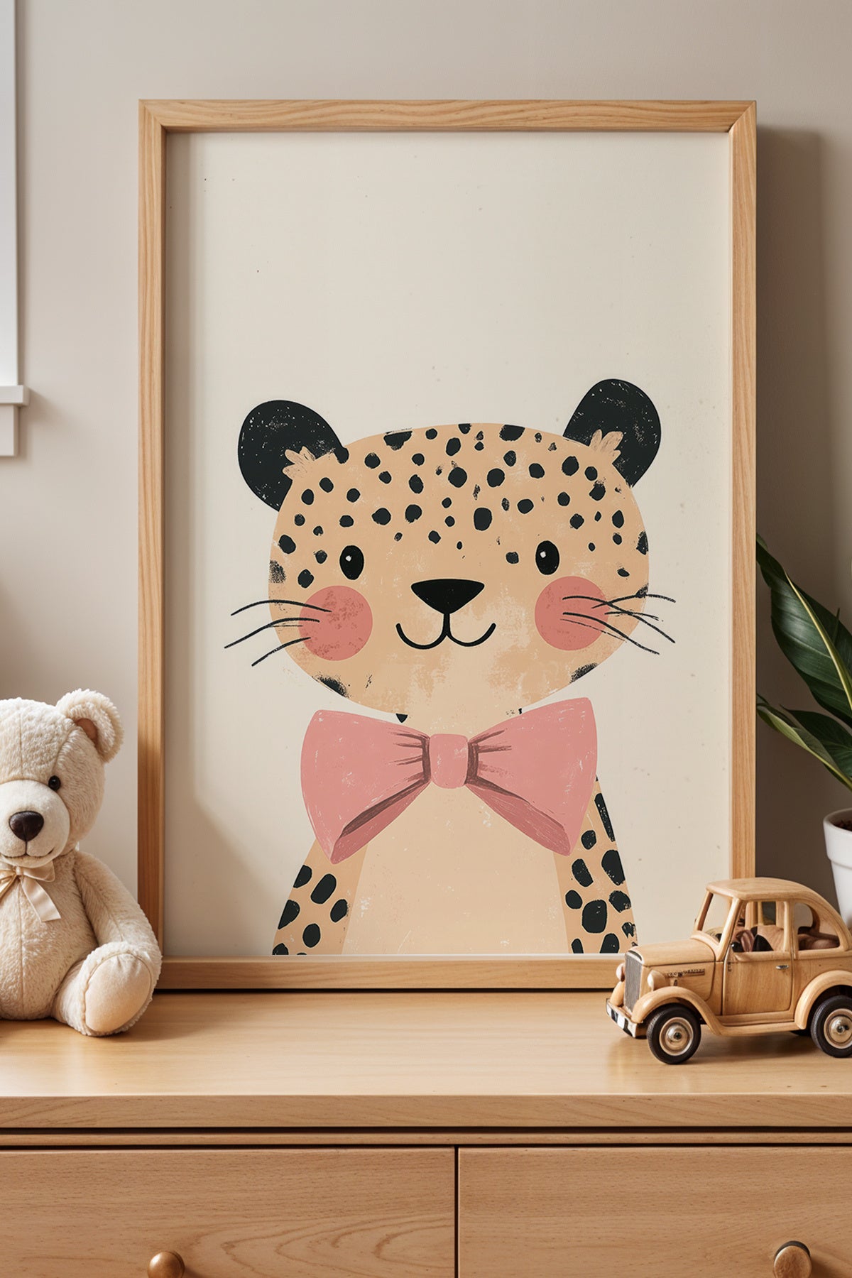 2'li Şirin Uykucu Leoparlar Çocuk Odası Ve Bebek Odası Ahşap Çerçeveli Tablo