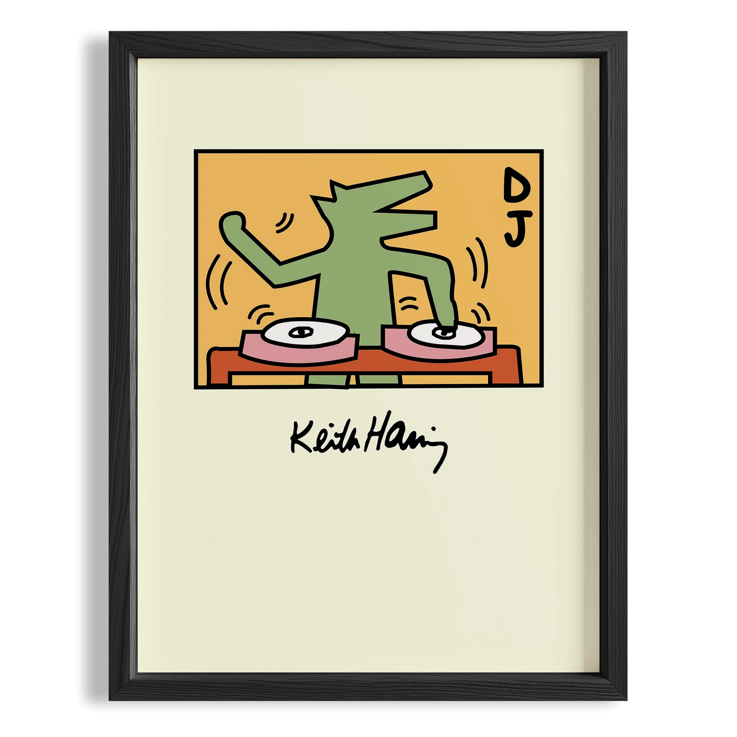 DJ - Keith Haring Ahşap Duvar Tablosu