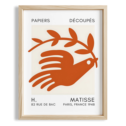 Matisse Kağıt Kesimleri Serisi Terracotta Soyut Güvercin I Duvar Tablosu