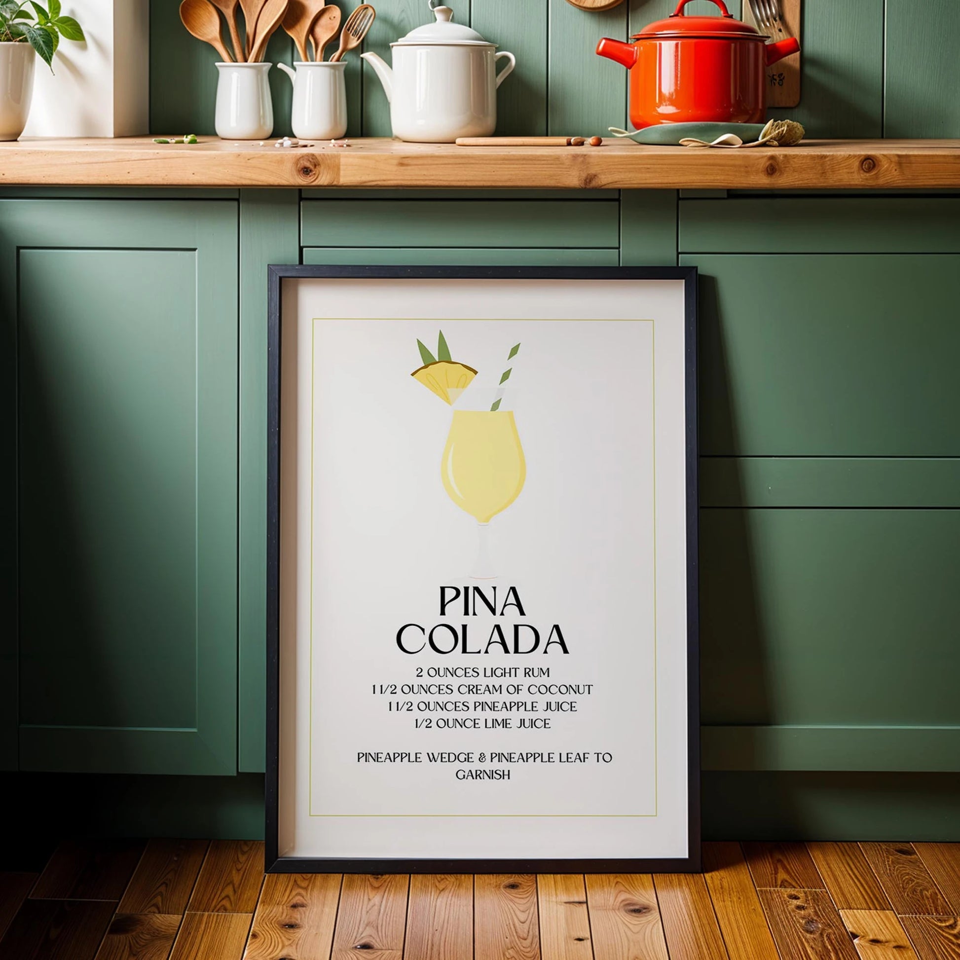 Pina Colada Kokteyli Minimal Mutfak Duvar Tablosu