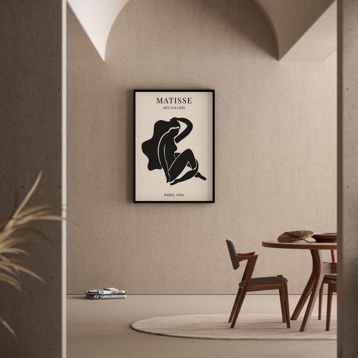 Matisse Kağıt Kesimleri Serisi Minimalist Siyah Oturan Kadın Figür I Duvar Tablosu