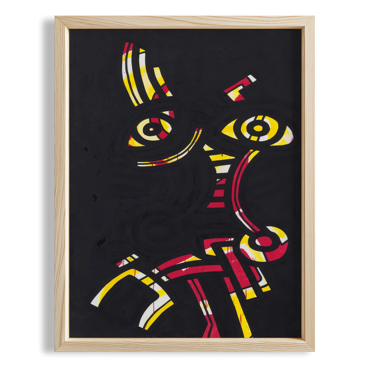 Neon Yüz - Keith Haring Ahşap Duvar Tablosu