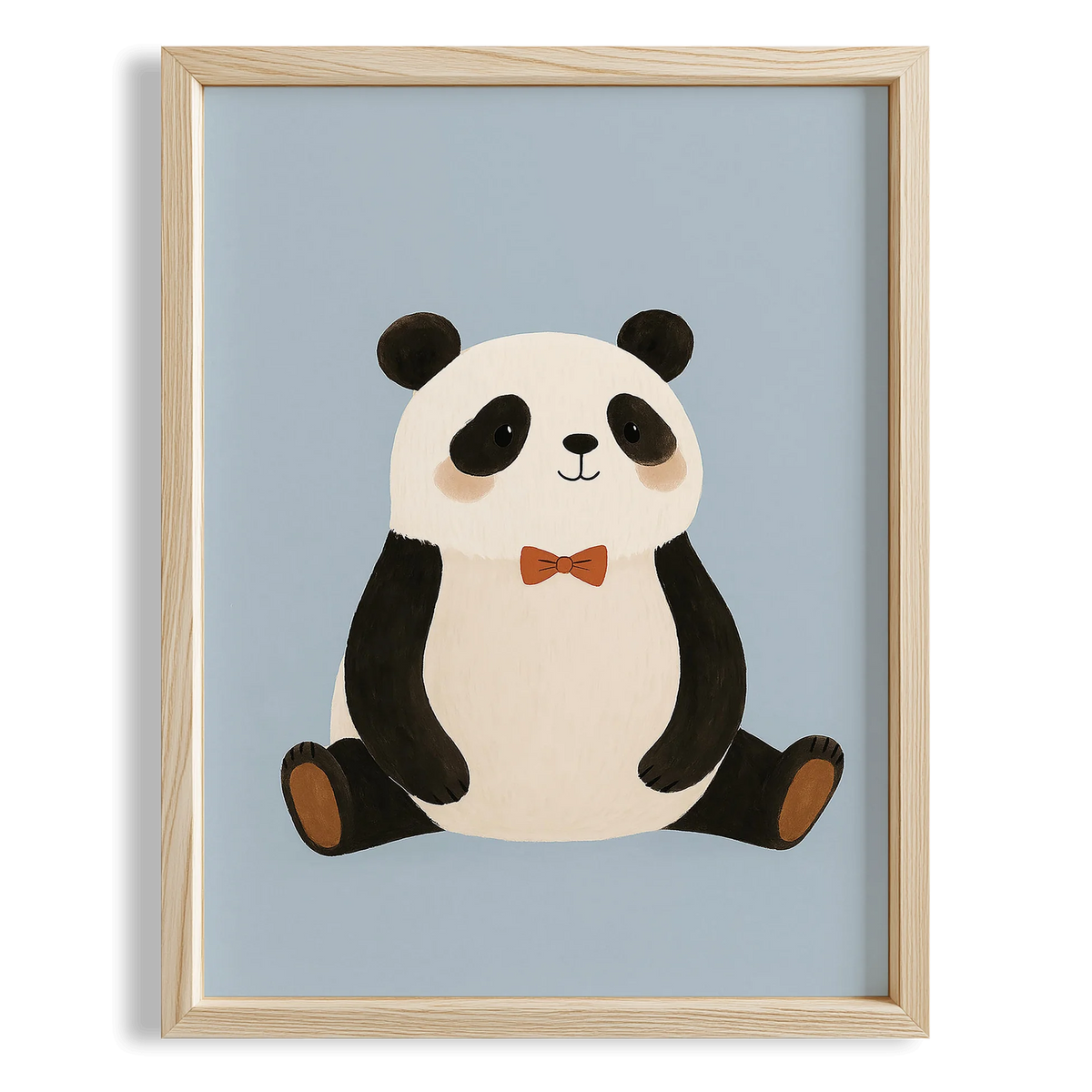 Sevimli Panda Mavi Fonlu Çocuk Odası Ahşap Tablo