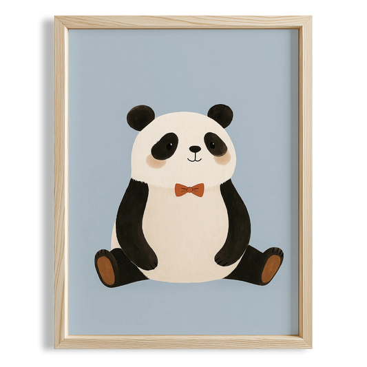 Sevimli Panda Mavi Fonlu Çocuk Odası Ahşap Tablo