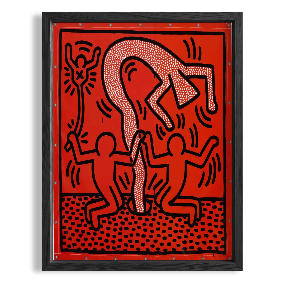 Kırmızı İkili - Keith Haring Ahşap Duvar Tablosu