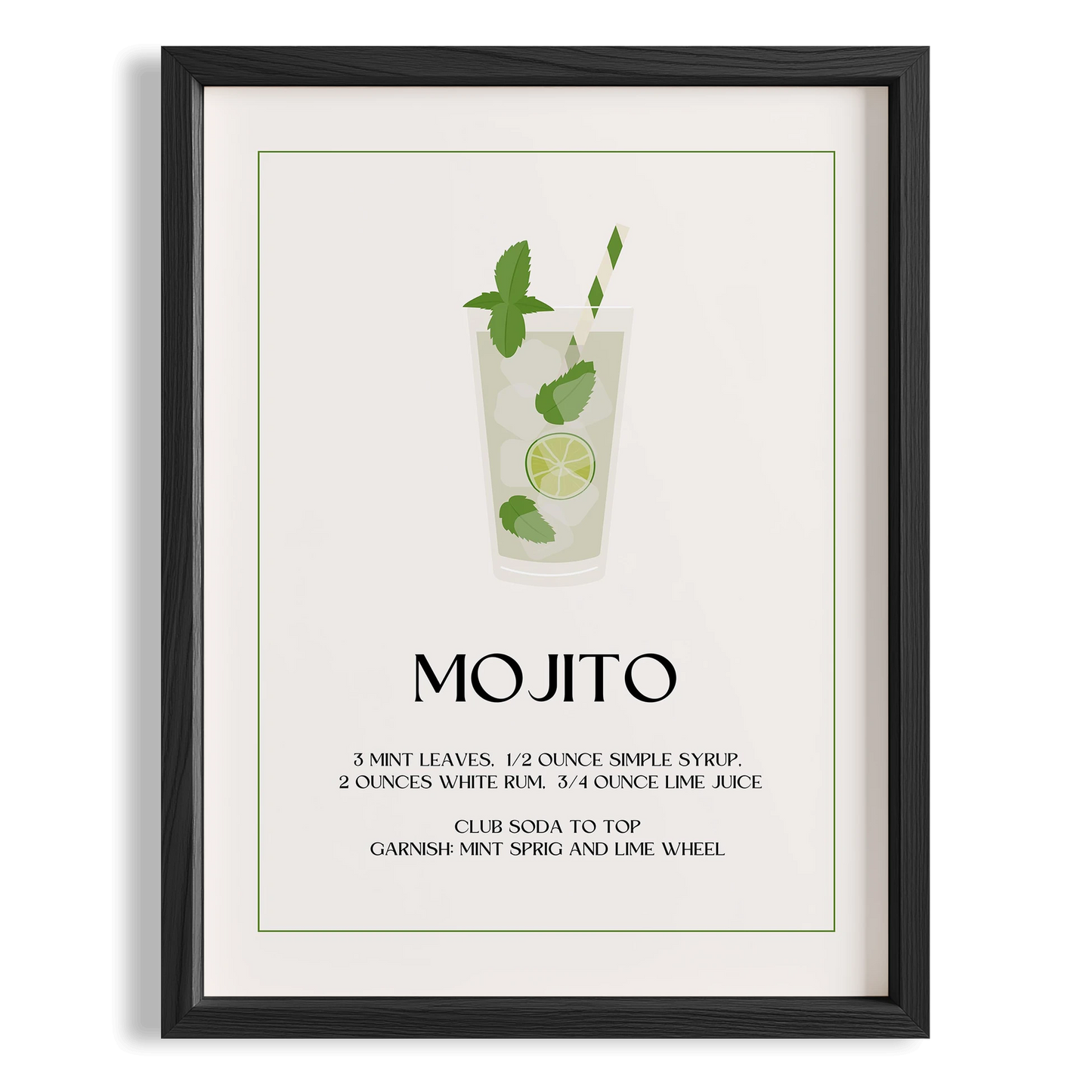 Mojito Kokteyli Minimal Mutfak Duvar Tablosu