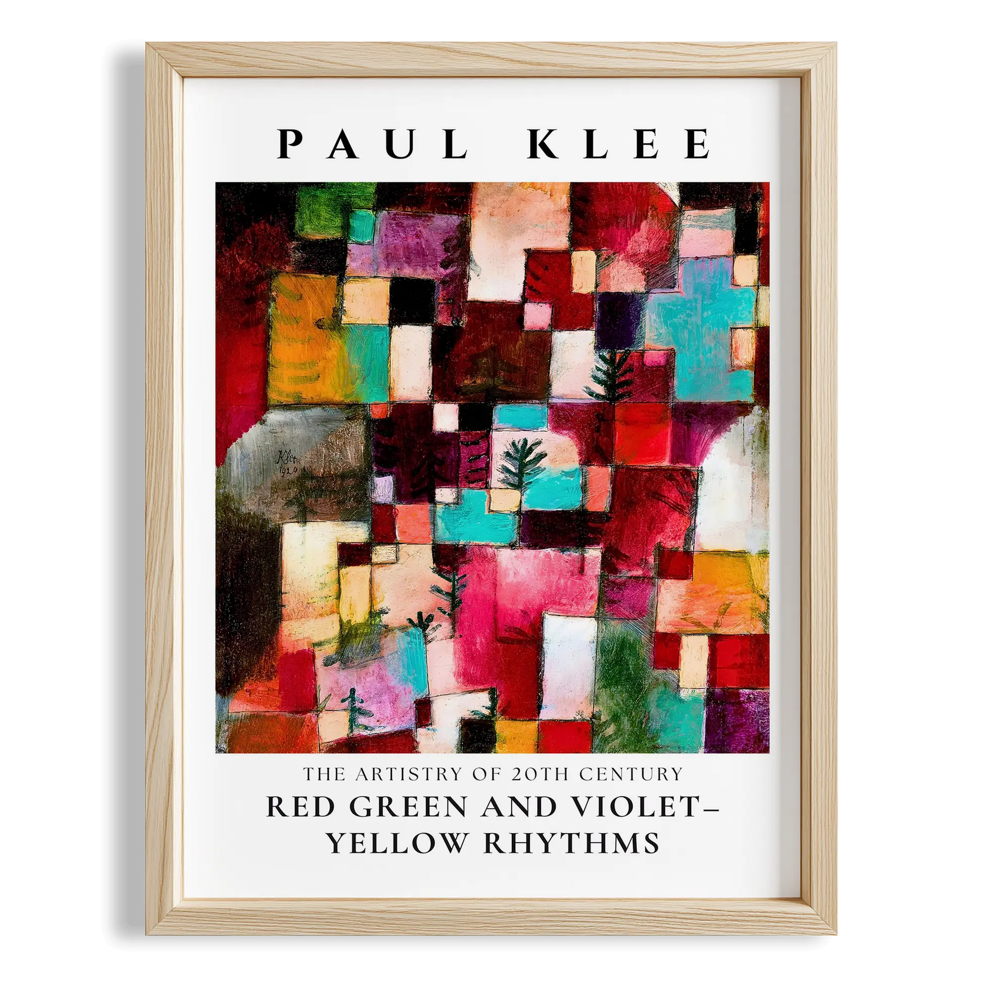 Paul Klee Kırmızı Yeşil Mor-Sarı Ritimler Suluboya I Duvar Tablosu