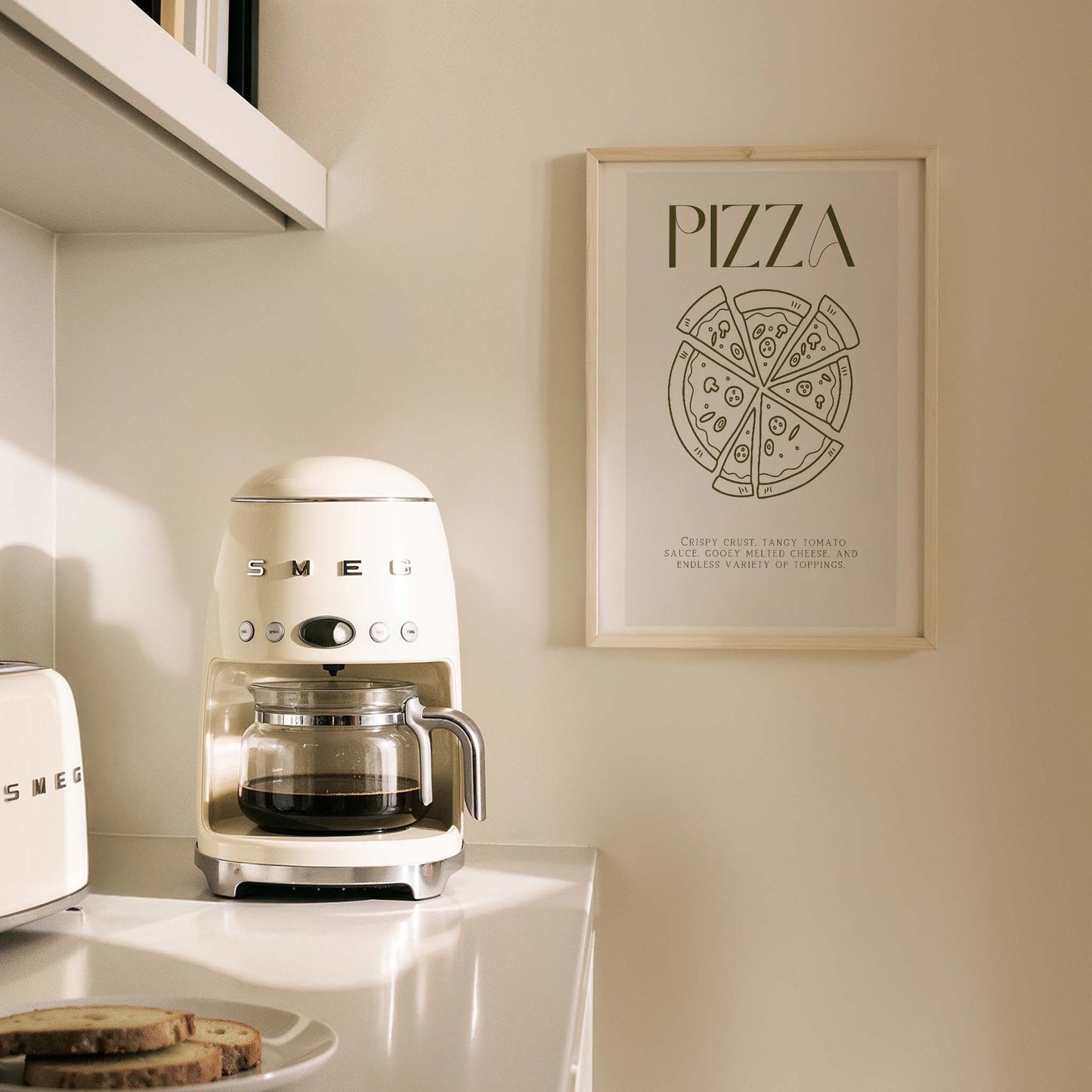 Pizza Çizim Akdeniz İtalya Koleksiyonu Mutfak Duvar Tablosu II