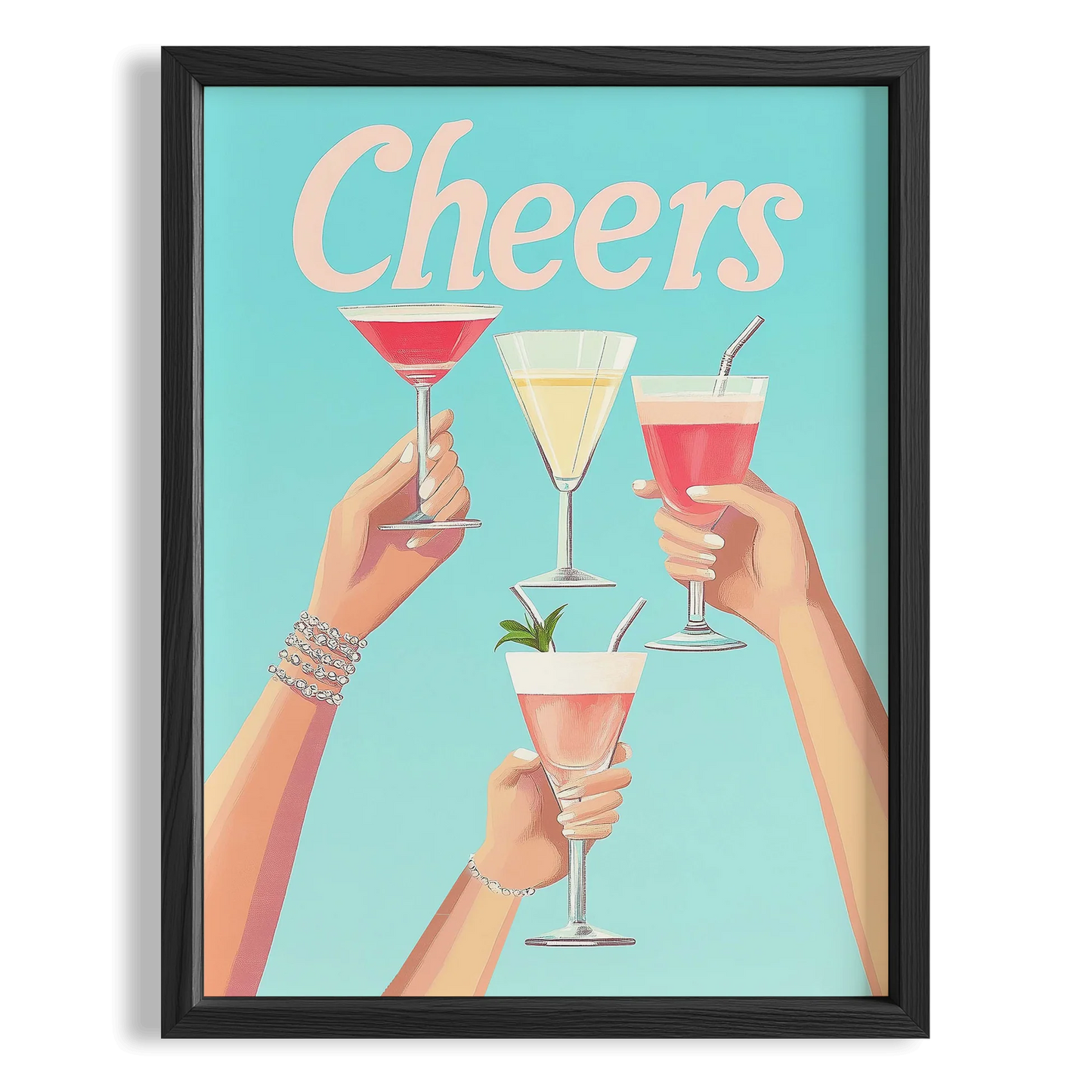 Cheers Tipografi Retro Maximalist Mutfak Duvar Tablosu