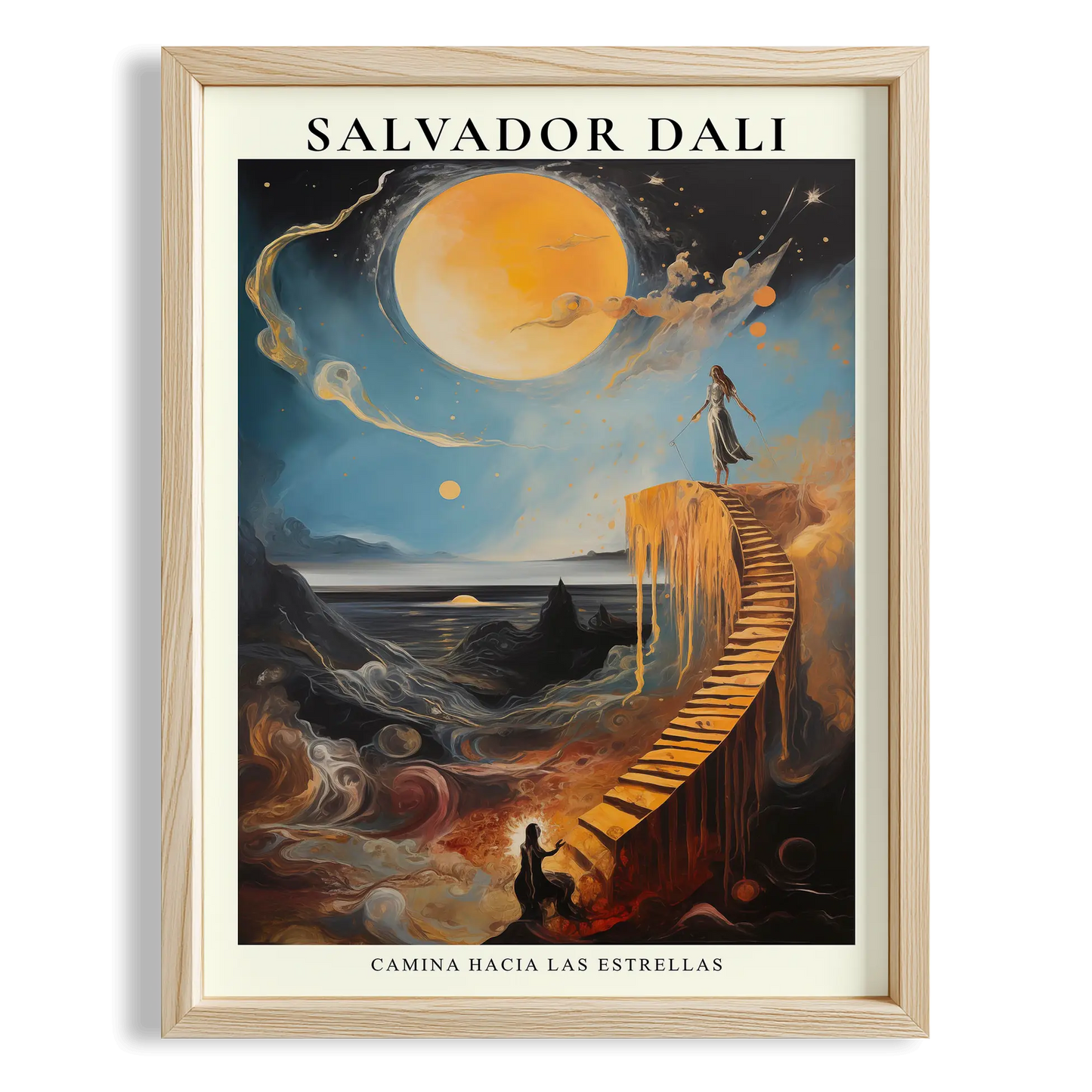 Ay Merdiveni - Salvador Dali Ahşap Duvar Tablosu