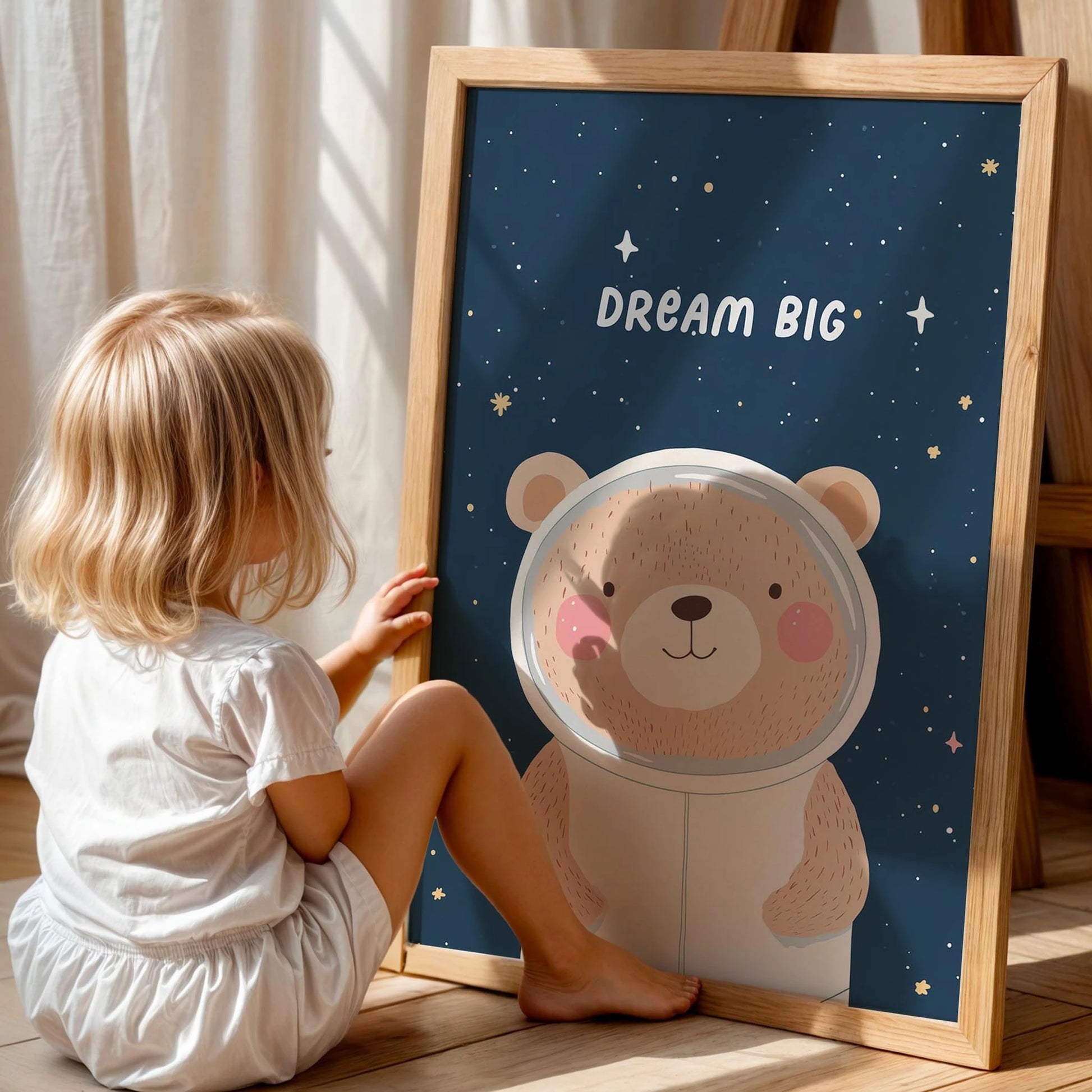 Astronot Ayıcık Öğretici Çocuk Odası Ahşap Tablo