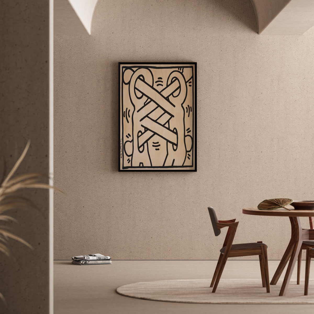 Düğümlü Desen - Keith Haring Ahşap Duvar Tablosu