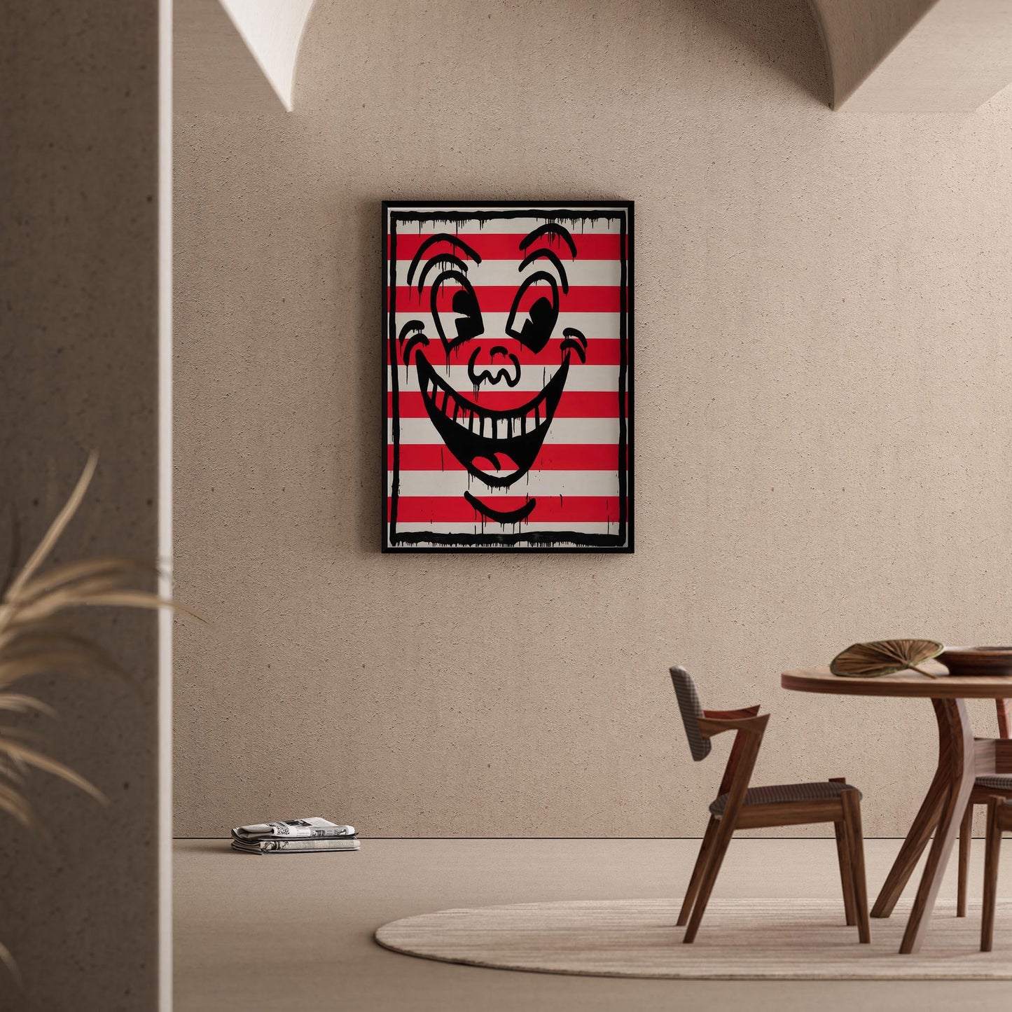 Çizgili Gülümseme - Keith Haring Ahşap Duvar Tablosu