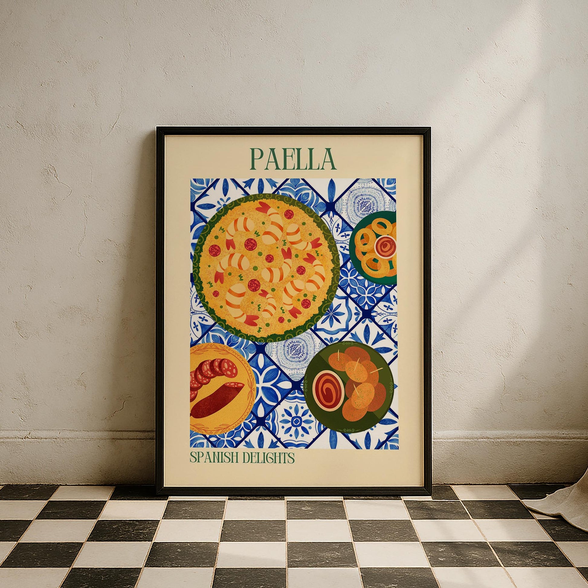 Paella Seramik Desen I Akdeniz İspanya Koleksiyonu Mutfak Duvar Tablosu