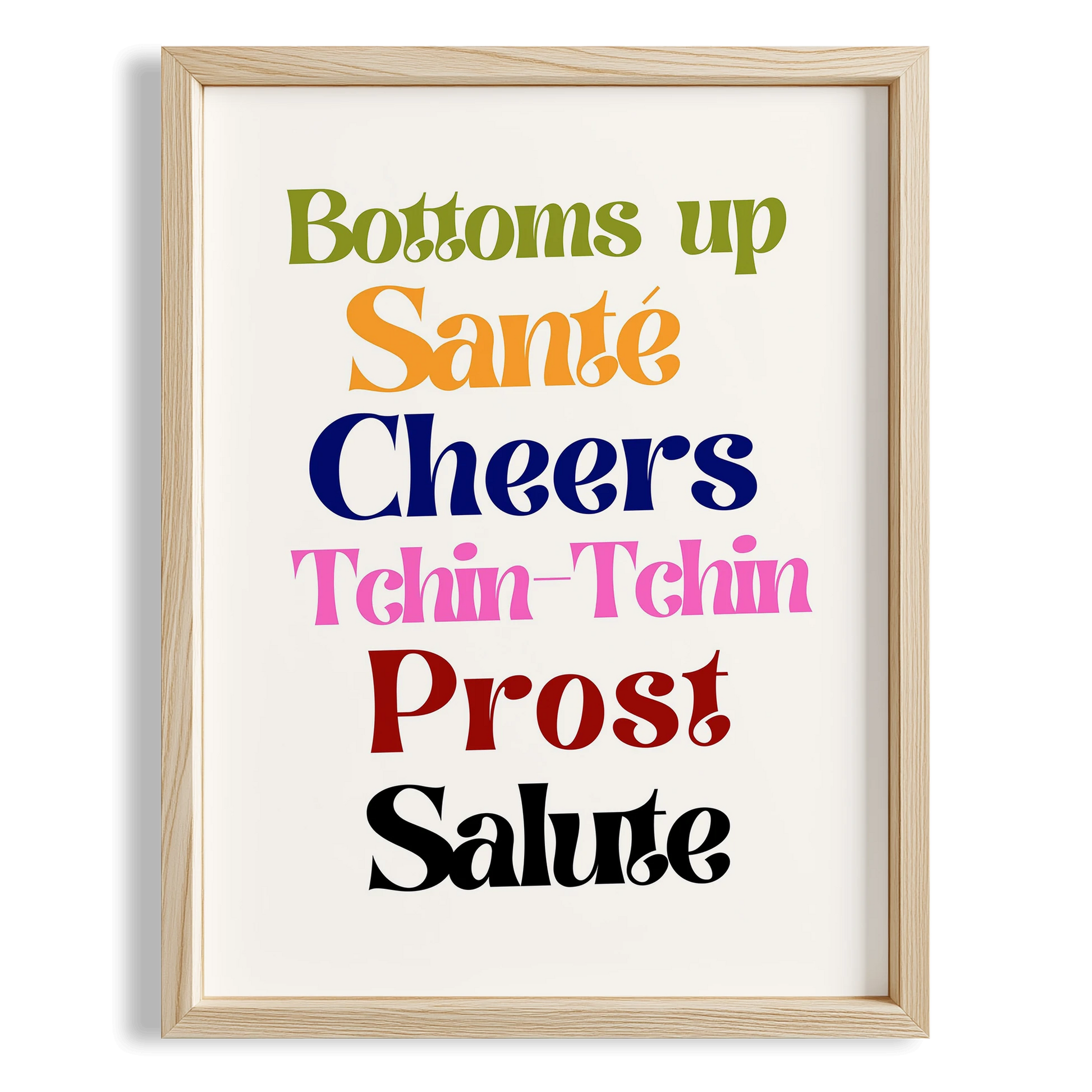 Salute Cheers Tipografi Mutfak Duvar Tablosu
