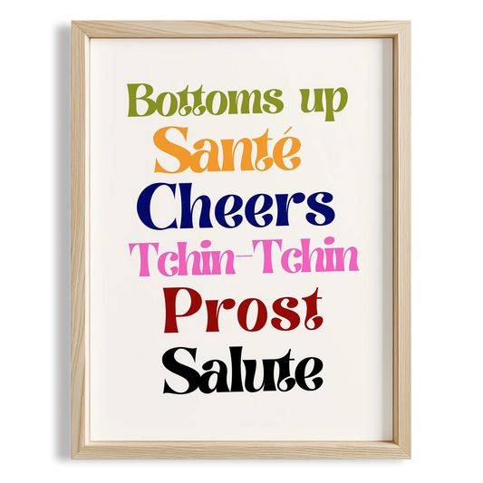 Salute Cheers Tipografi Mutfak Duvar Tablosu