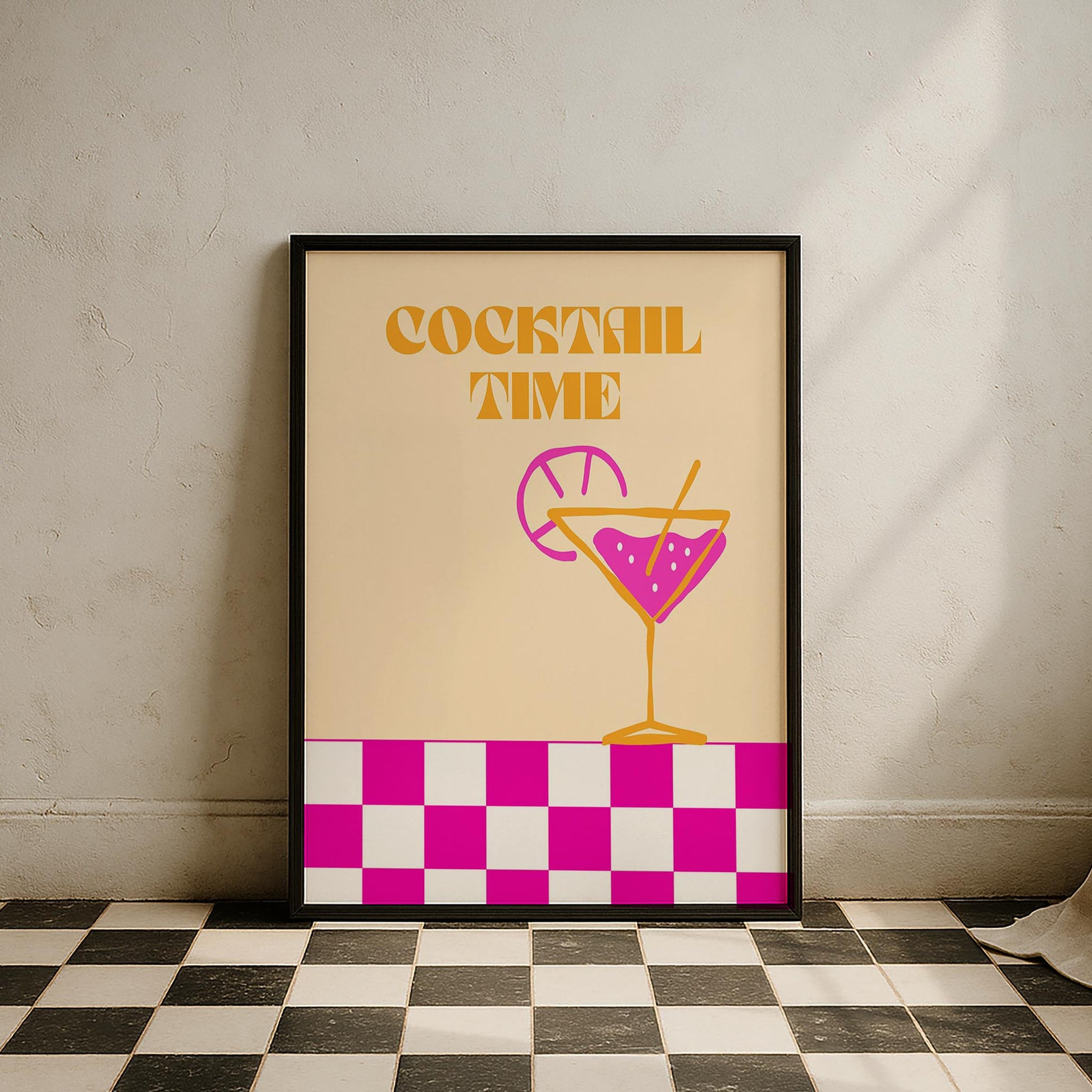 Cocktail Time Kokteyller Tipografi Mutfak Duvar Tablosu