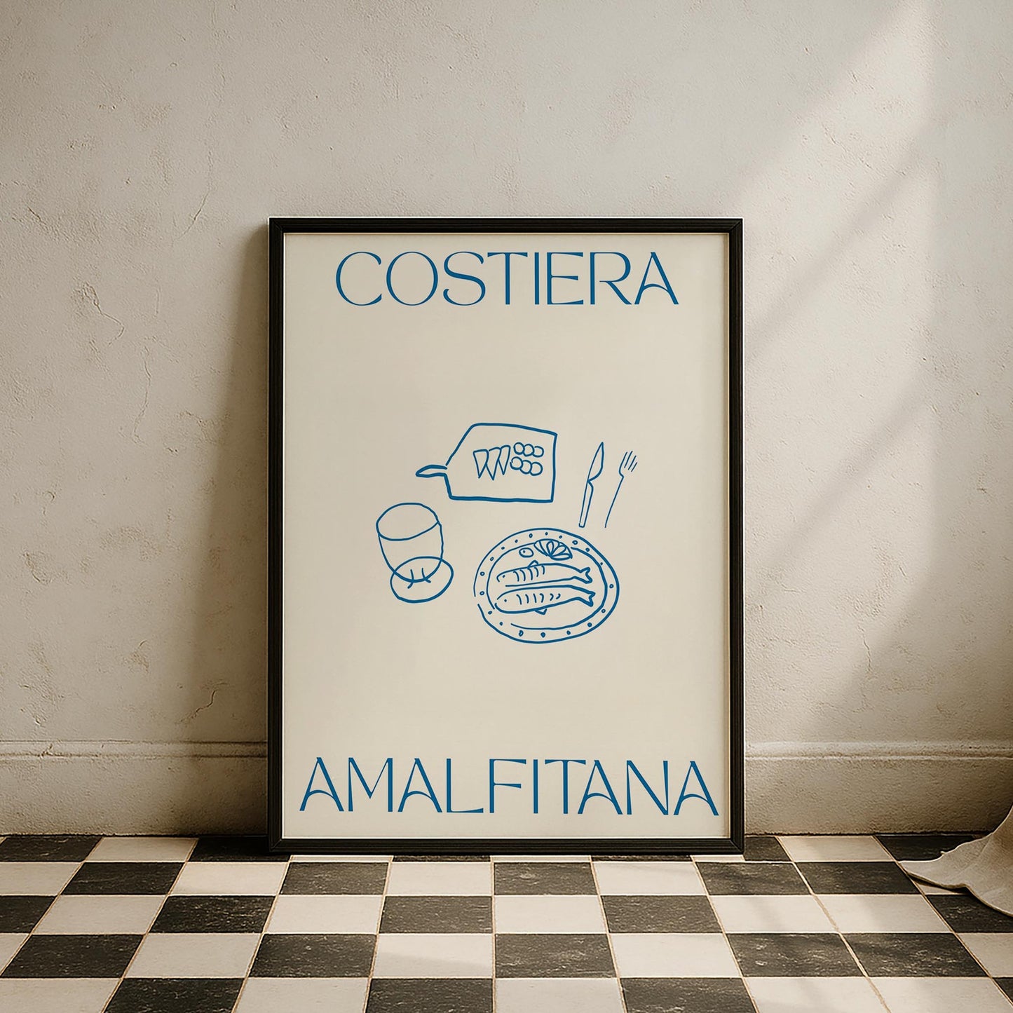 Costiera Amalfitana Sofra İtalyanca Tipografi Mutfak Duvar Tablosu