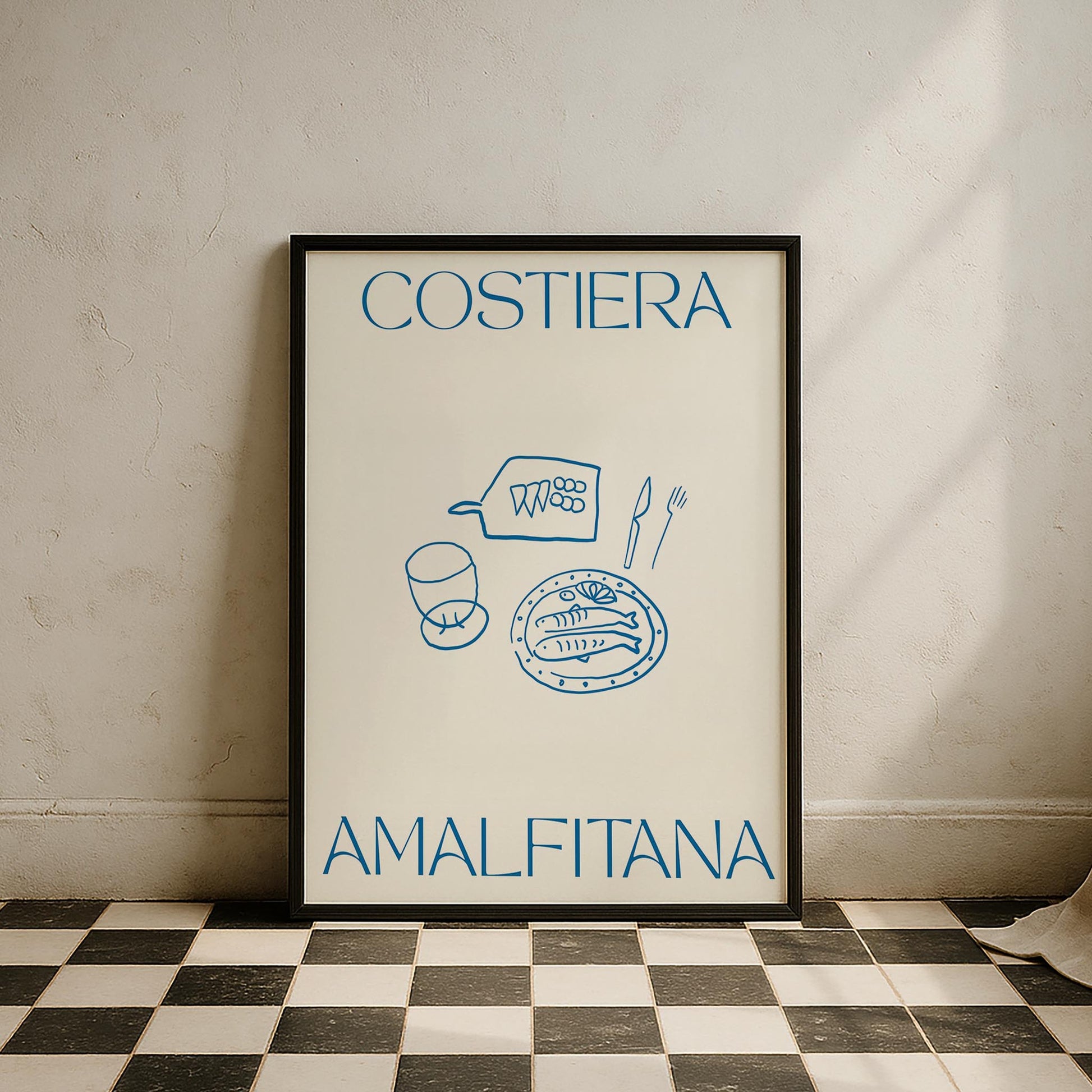 Costiera Amalfitana Sofra İtalyanca Tipografi Mutfak Duvar Tablosu