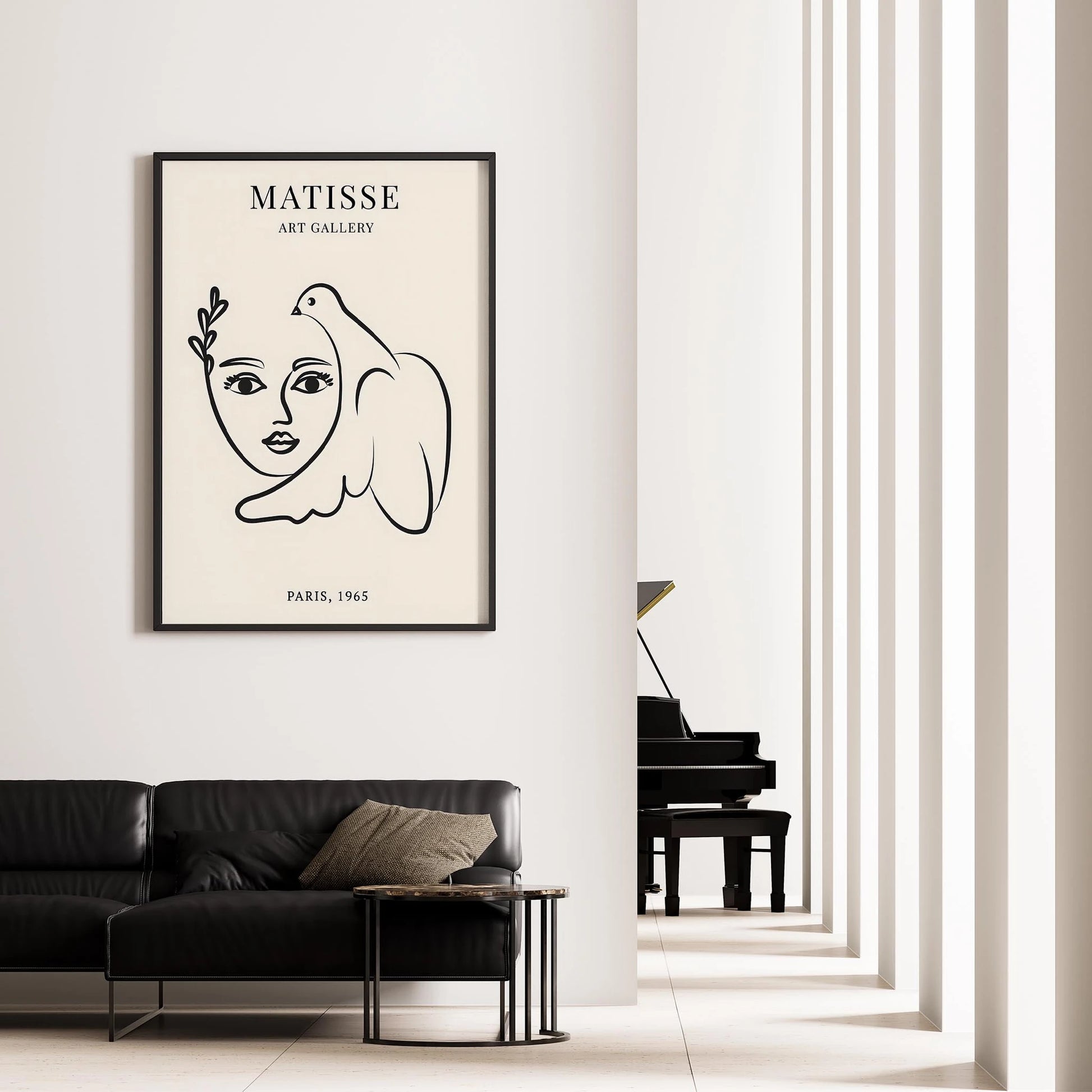 Matisse Kağıt Kesimleri Picasso Abstract Kadın Silüeti ve Kuş Sağ I Duvar Tablosu
