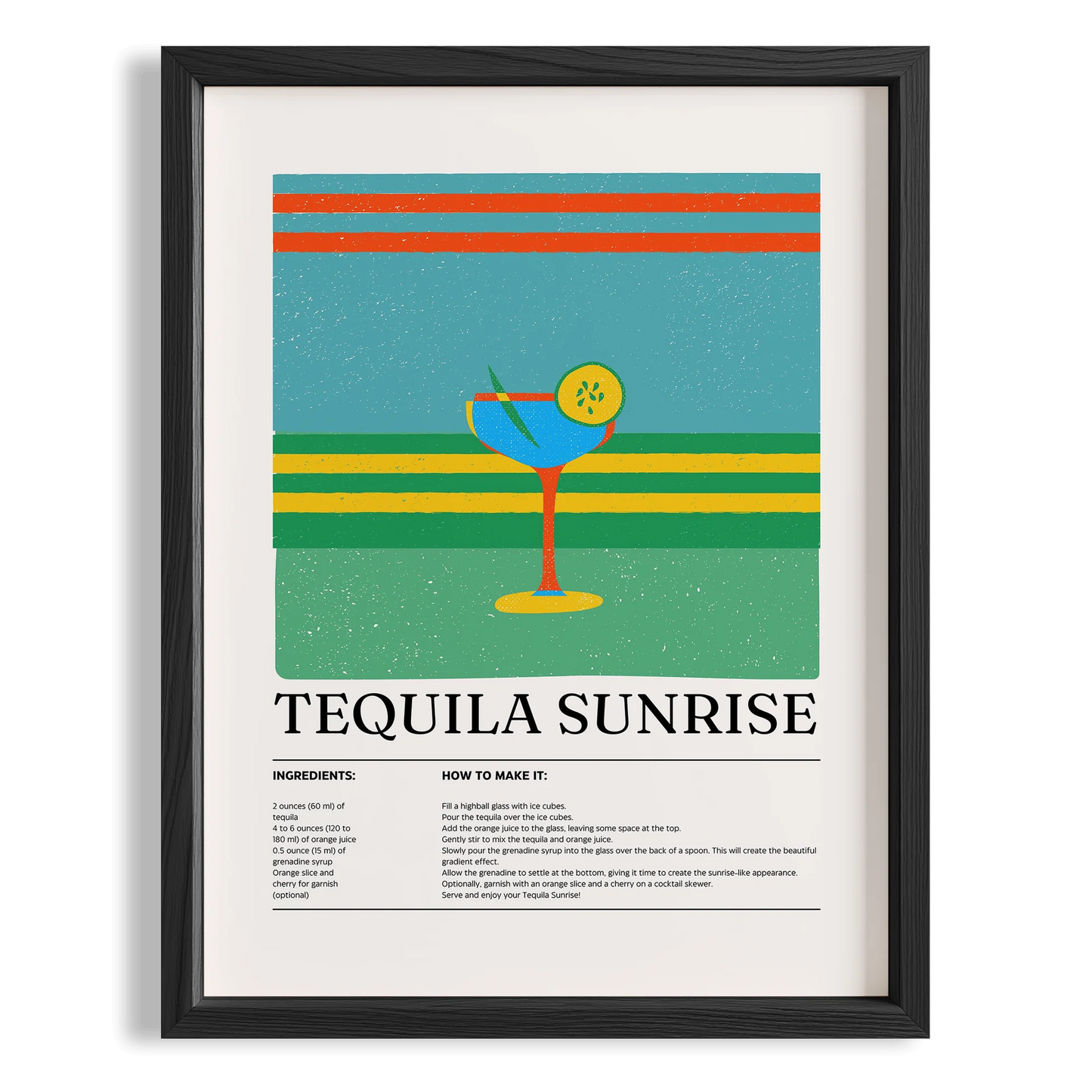 Tequila Sunrise Kokteyl Tarifi Mutfak Duvar Tablosu