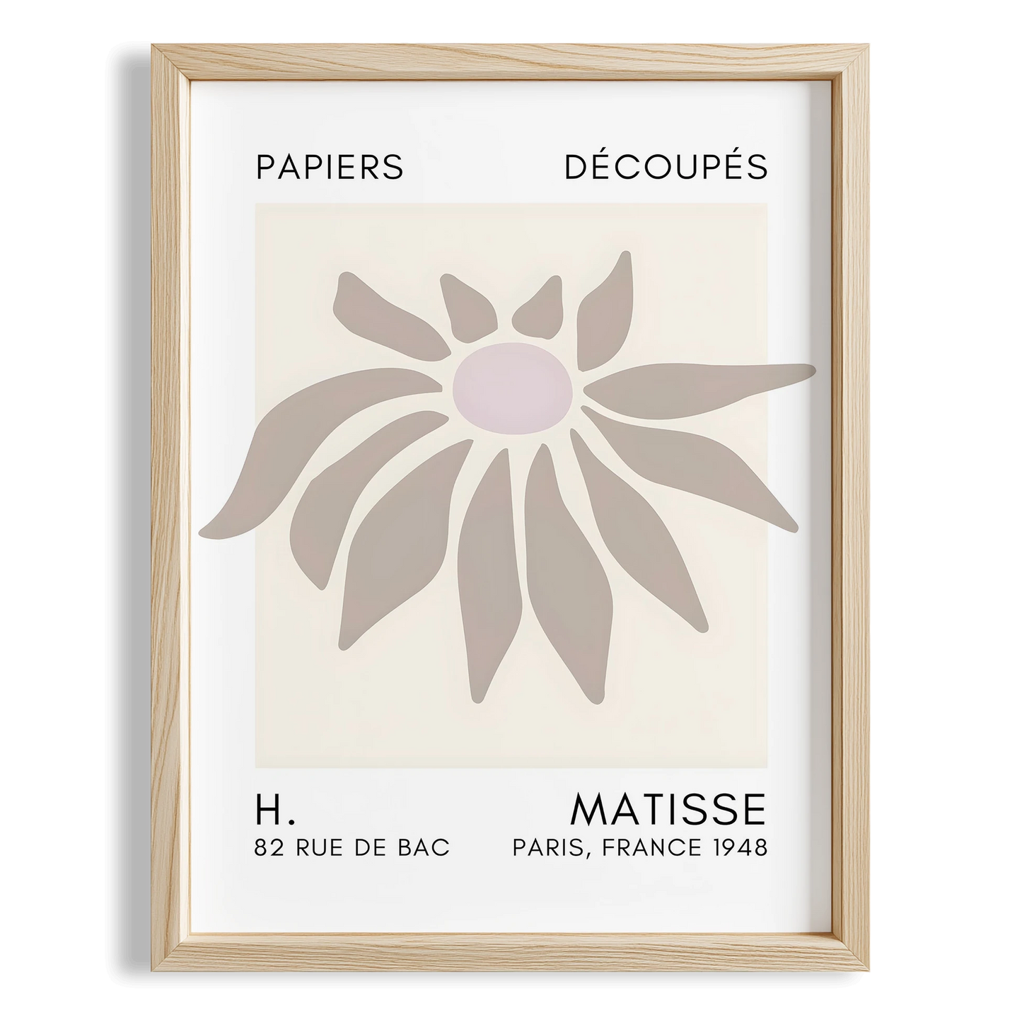Matisse Kağıt Kesimleri Serisi Bej Soyut Çiçek I Duvar Tablosu