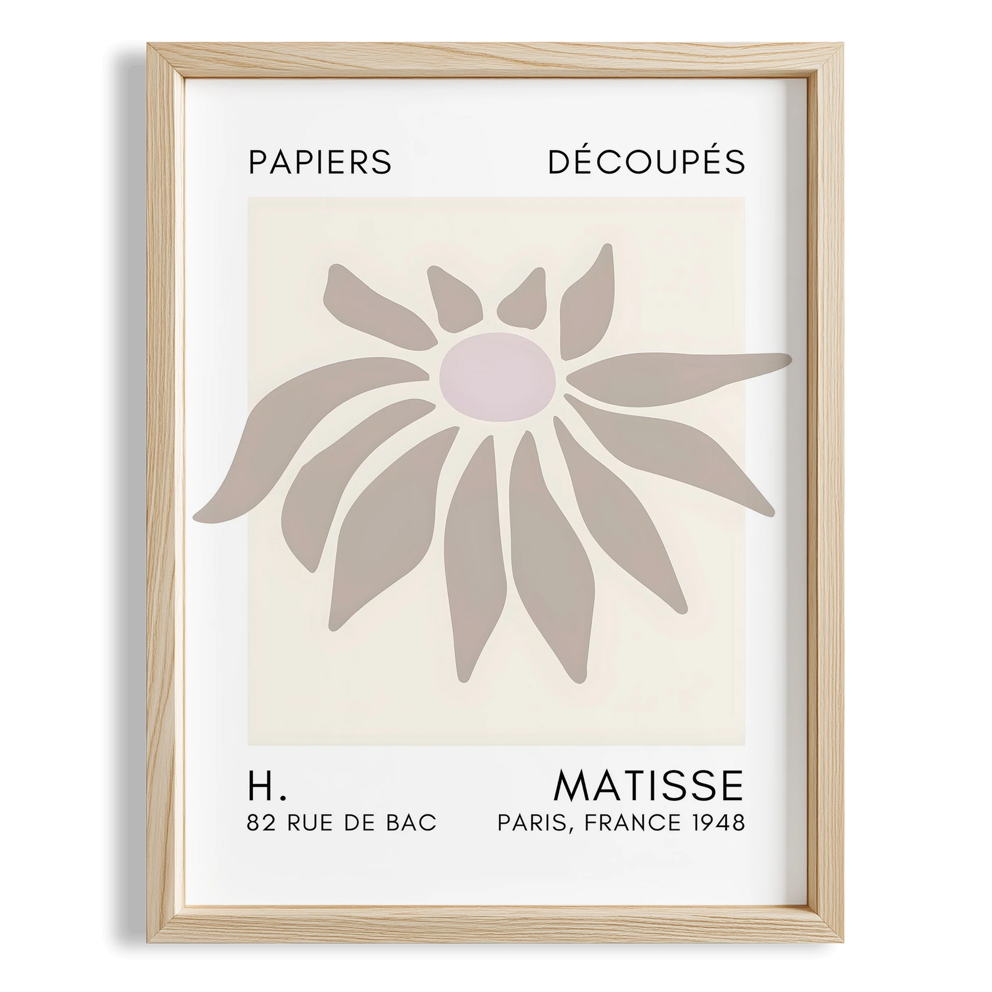Matisse Kağıt Kesimleri Serisi Bej Soyut Çiçek I Duvar Tablosu