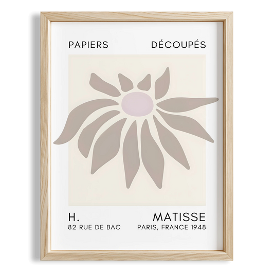 Matisse Kağıt Kesimleri Serisi Bej Soyut Çiçek I Duvar Tablosu