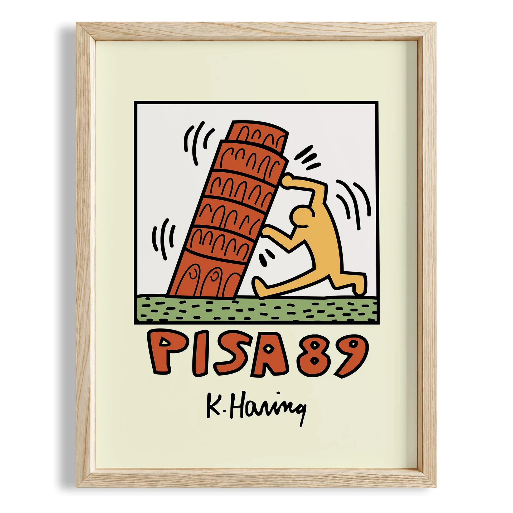Pisa Kulesi - Keith Haring Ahşap Duvar Tablosu