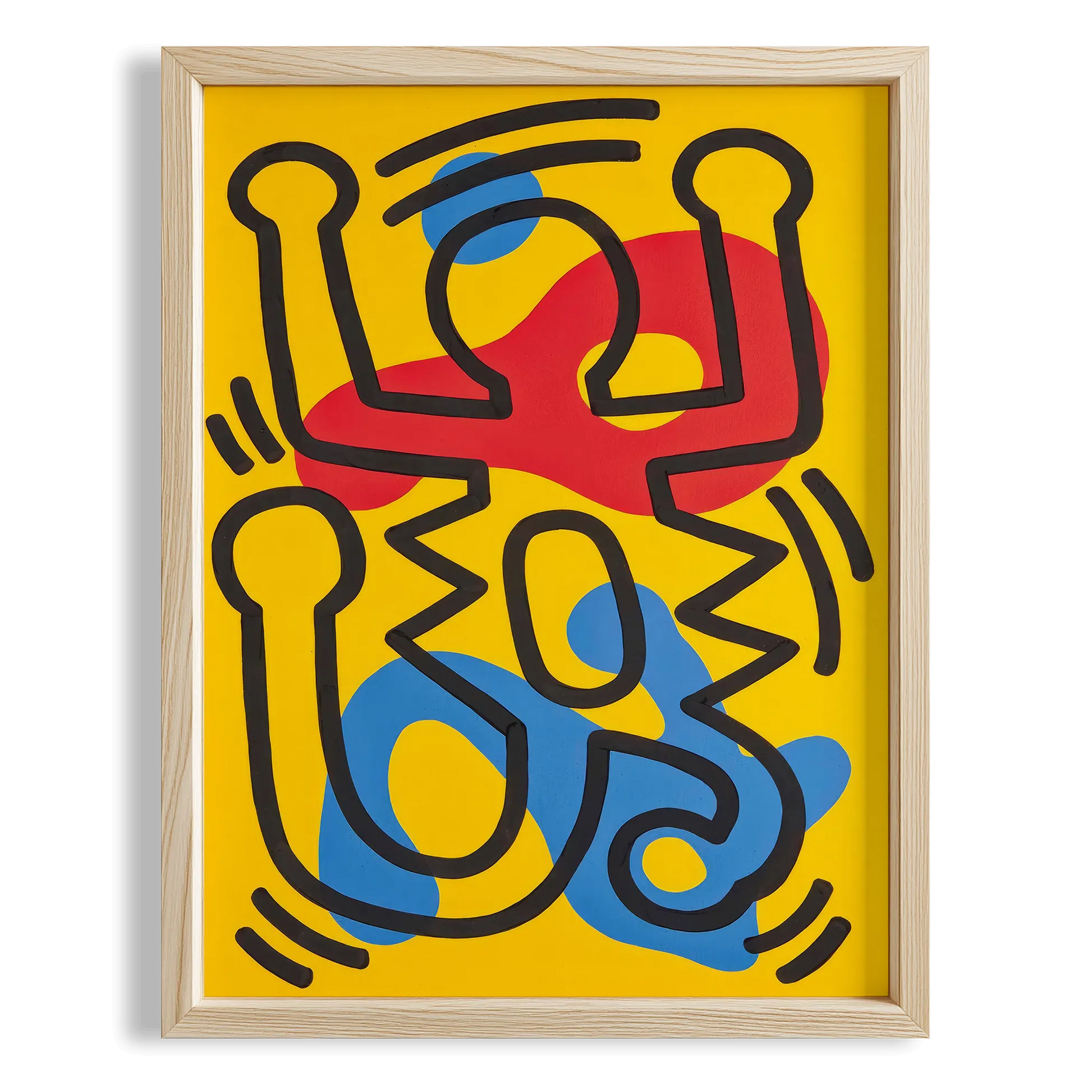 Renkli Dans - Keith Haring Ahşap Duvar Tablosu