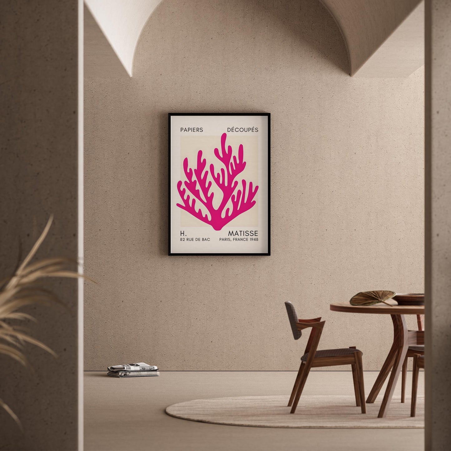 Matisse Kağıt Kesimleri Serisi Fuşya Mercan Dalı I Duvar Tablosu