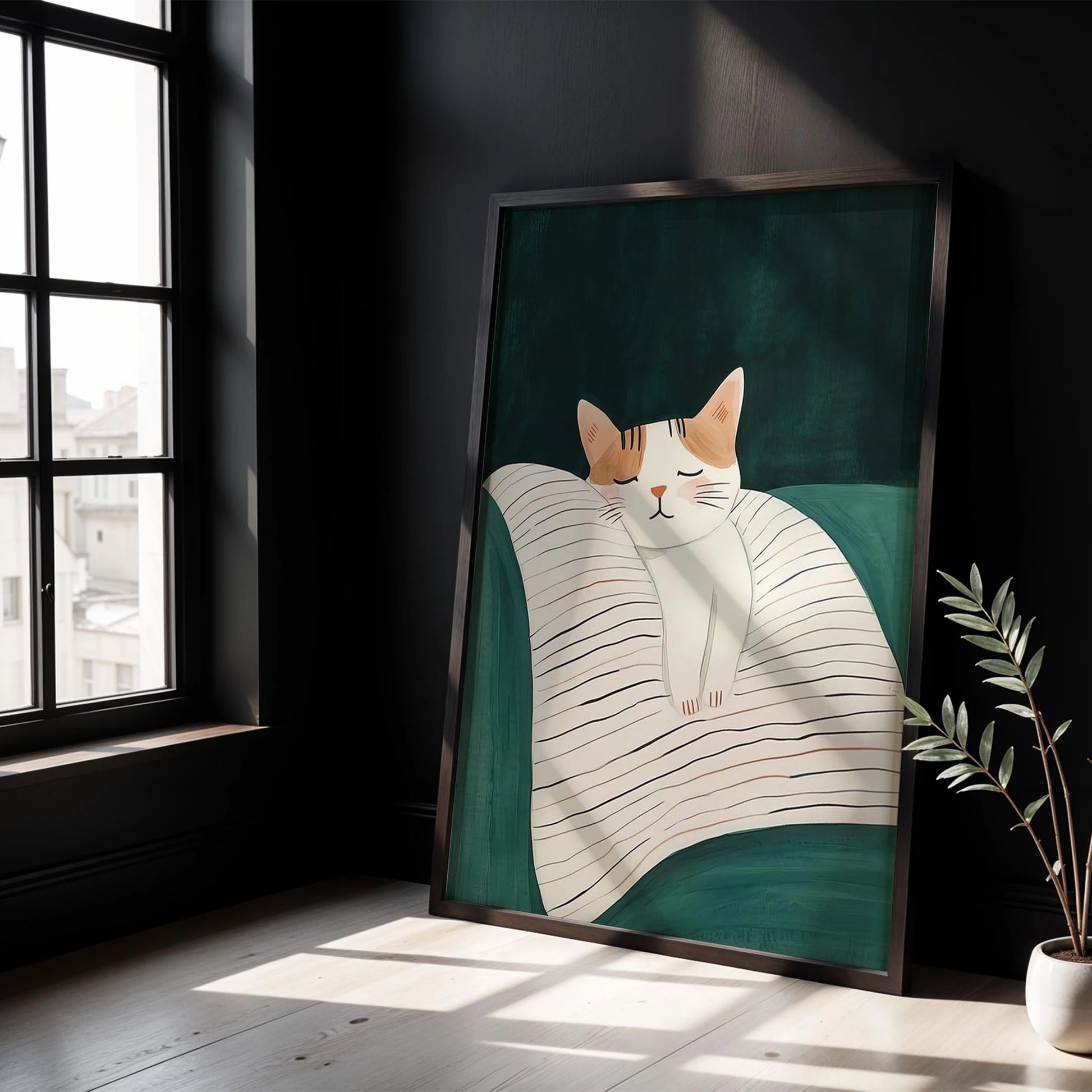 Kedi Portre XII - Minimalist Çizgili