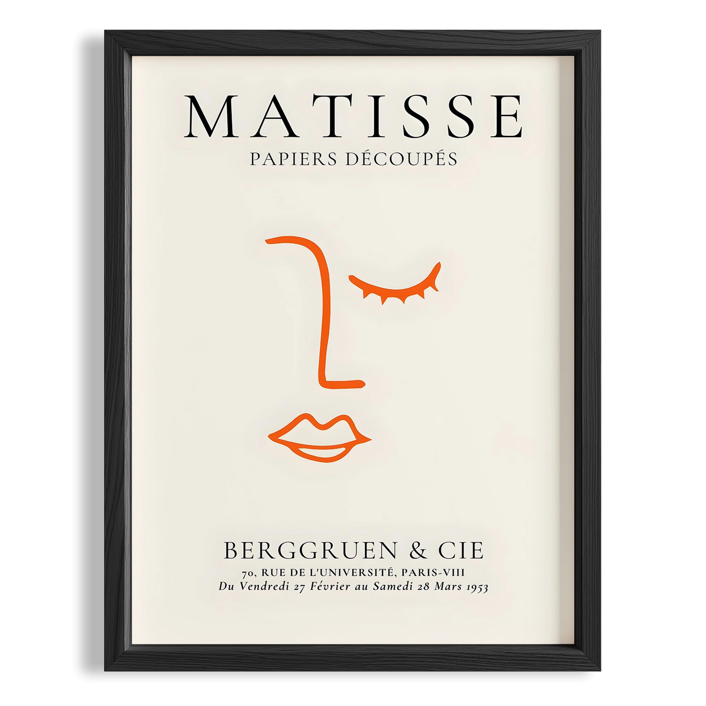 Matisse Kağıt Kesitleri Minimalist Kadın Yüzü Soyut Çizgi I Duvar Tablosu
