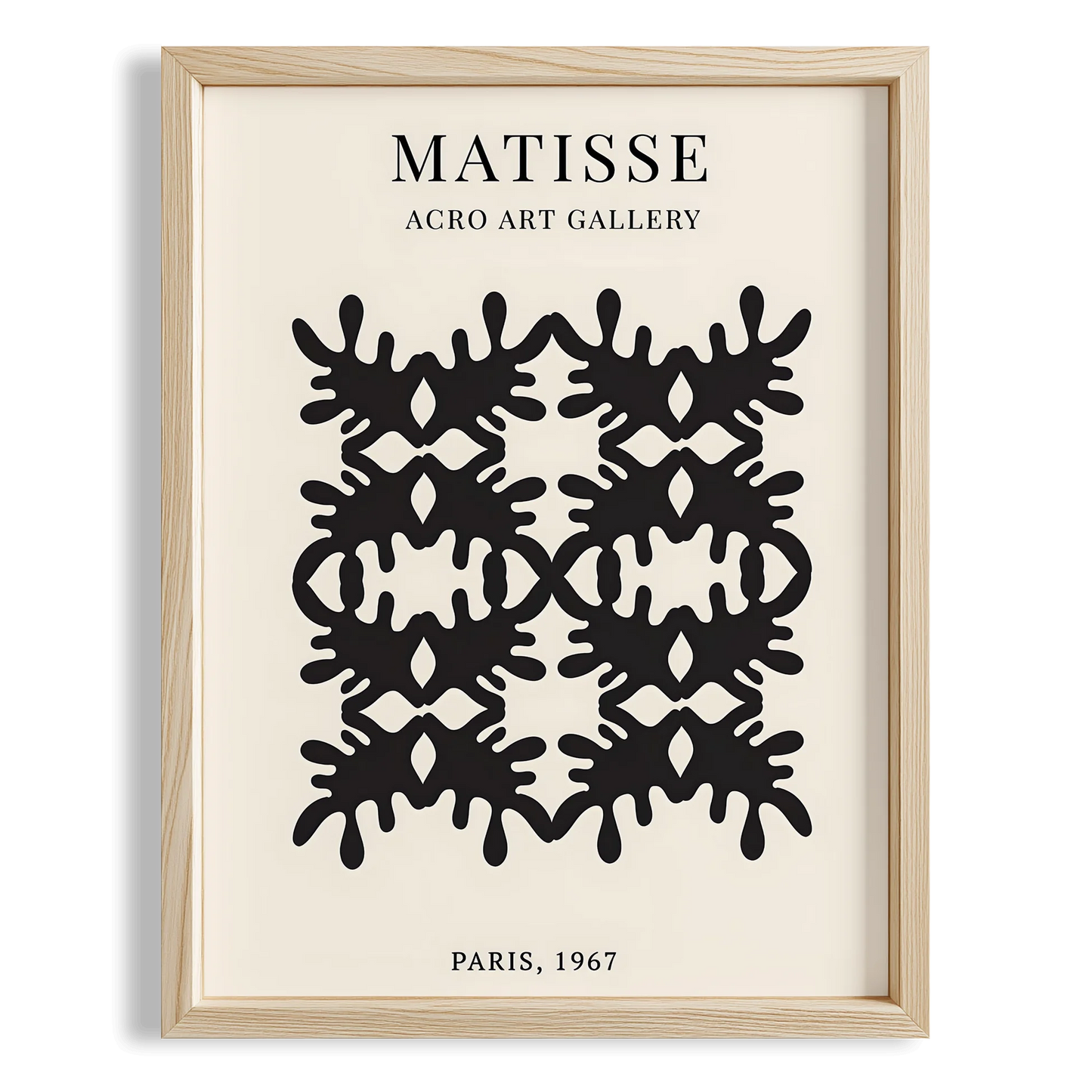 Matisse Kağıt Kesimleri Serisi Siyah Soyut Altılı Dal Deseni I Duvar Tablosu
