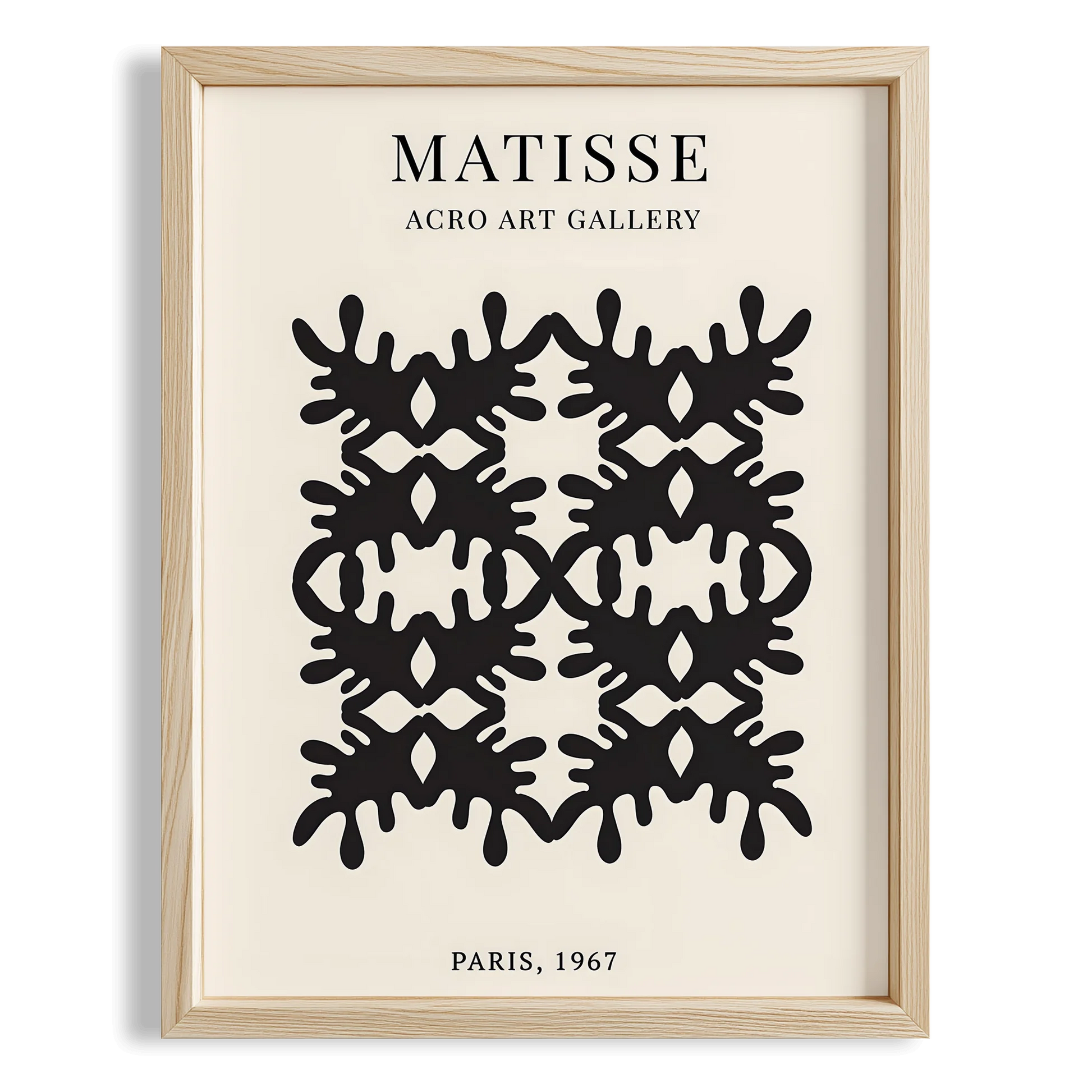 Matisse Kağıt Kesimleri Serisi Siyah Soyut Altılı Dal Deseni I Duvar Tablosu