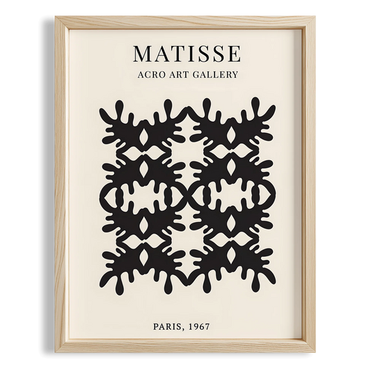 Matisse Kağıt Kesimleri Serisi Siyah Soyut Altılı Dal Deseni I Duvar Tablosu