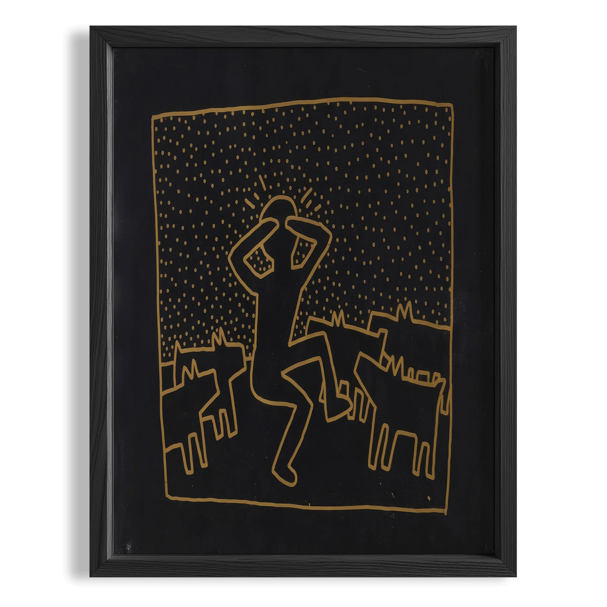 Altın Çizgiler - Keith Haring Ahşap Duvar Tablosu