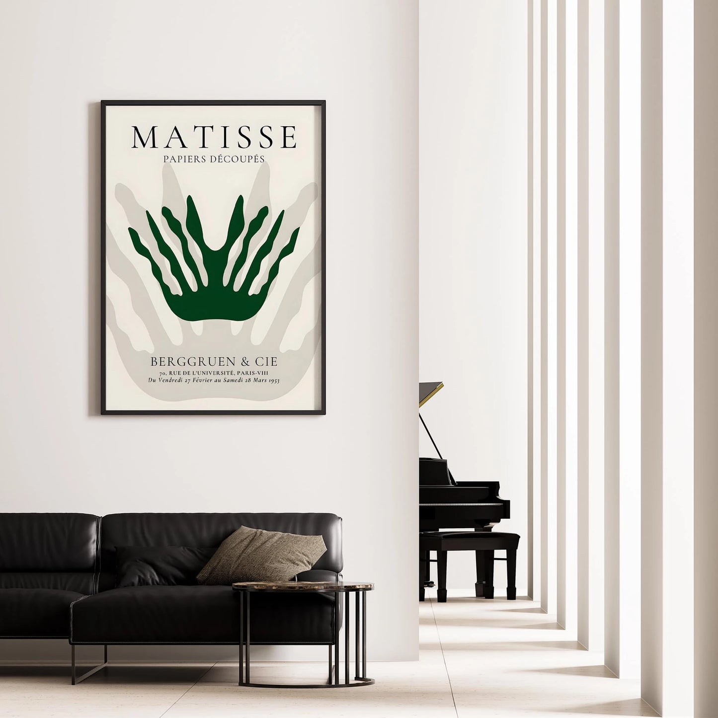 Matisse Kağıt Kesimleri Serisi Yeşil Mercan Bej Minimalist I Duvar Tablosu