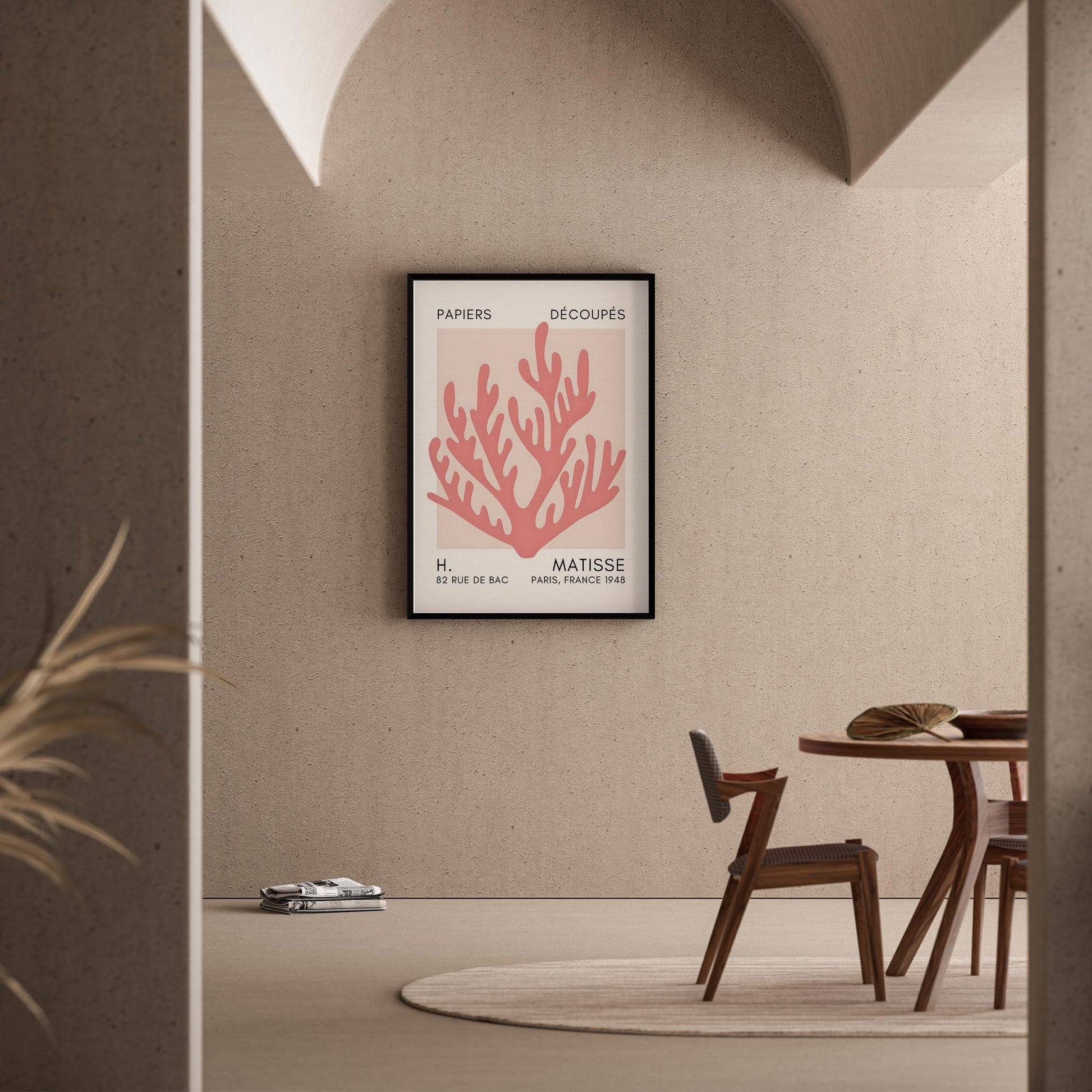 Matisse Kağıt Kesimleri Serisi Toz Pembe Mercan Dalı I Duvar Tablosu