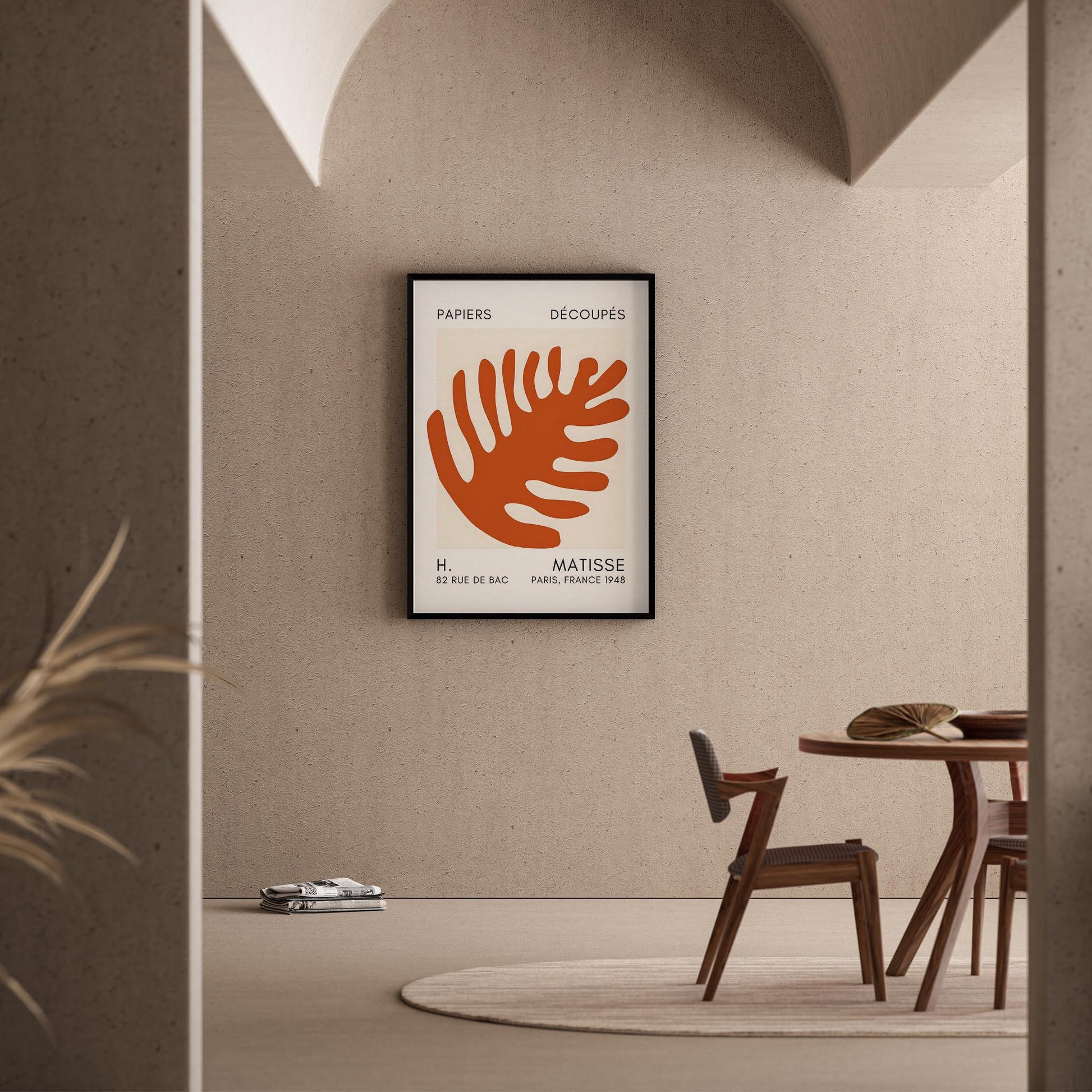 Matisse Kağıt Kesimleri Serisi Terracotta Soyut Palmiye Yaprağı I Duvar Tablosu