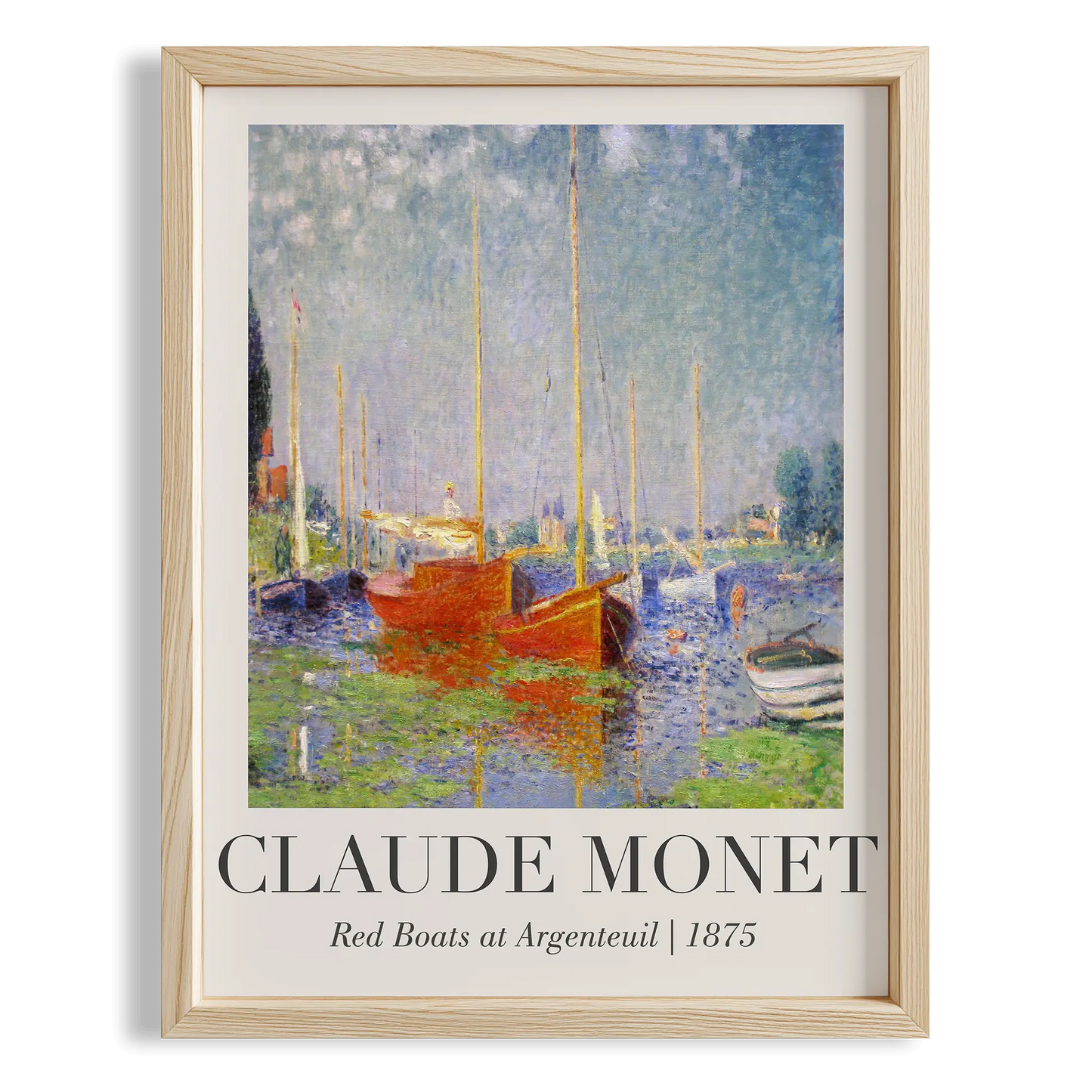 Argenteuil'de Kırmızı Tekneler - Claude Monet Ahşap Duvar Tablosu