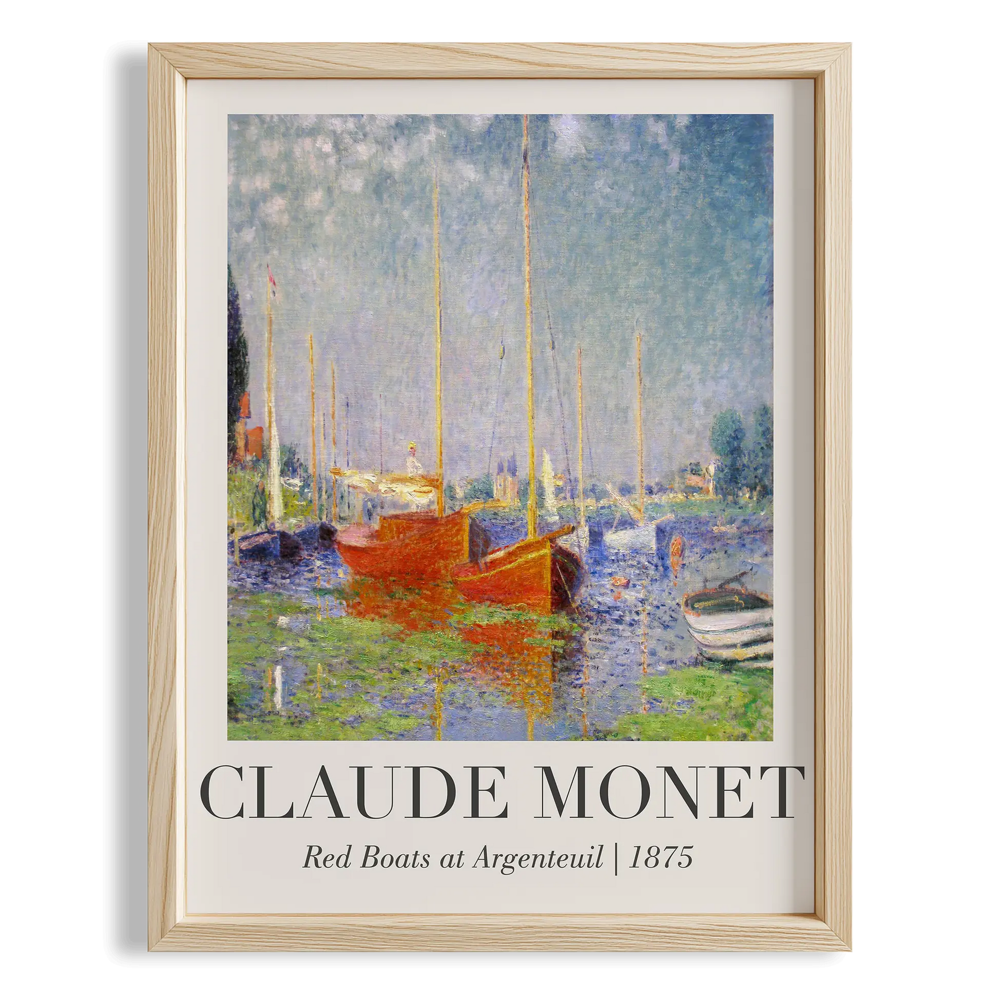 Argenteuil'de Kırmızı Tekneler - Claude Monet Ahşap Duvar Tablosu