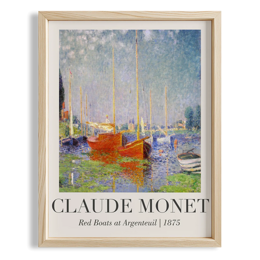 Argenteuil'de Kırmızı Tekneler - Claude Monet Ahşap Duvar Tablosu