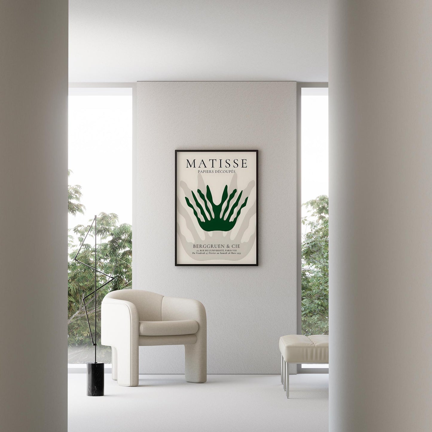 Matisse Kağıt Kesimleri Serisi Yeşil Mercan Bej Minimalist I Duvar Tablosu
