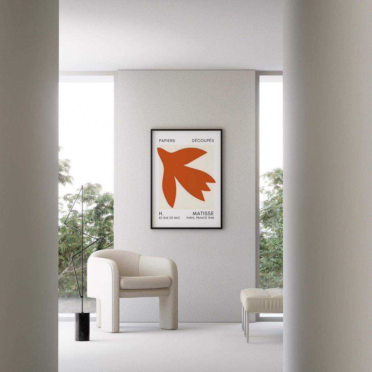 Matisse Kağıt Kesimleri Serisi Terracotta Soyut Lale I Duvar Tablosu