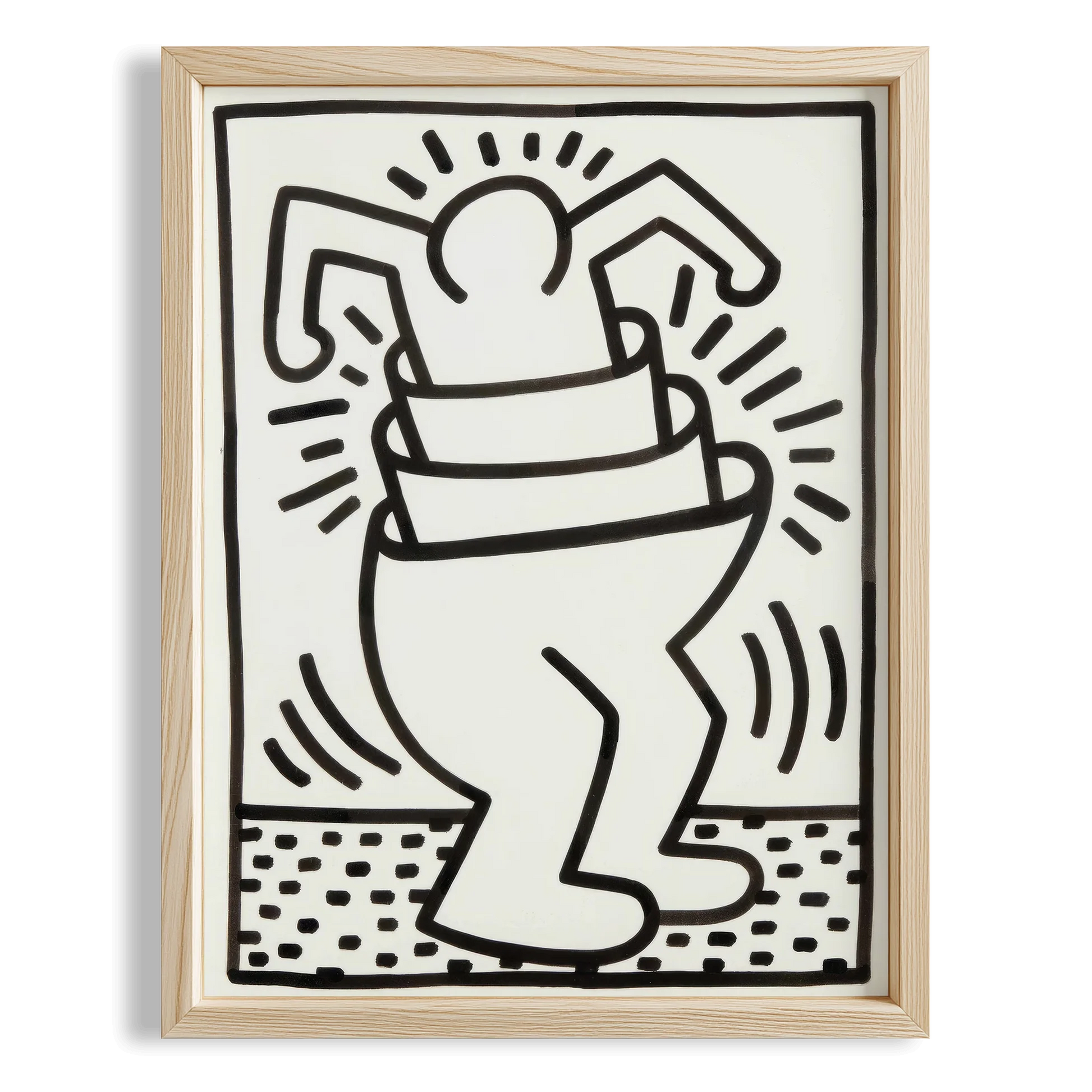 Sallanan Figür - Keith Haring Ahşap Duvar Tablosu