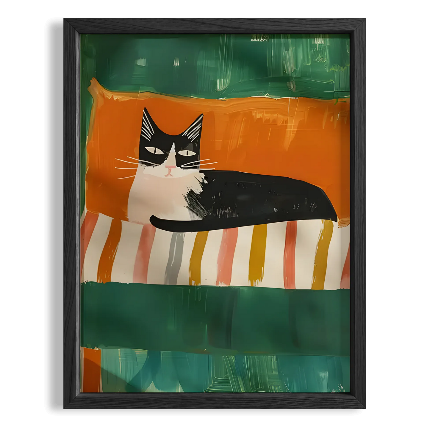 Kedi Portresi V - Zümrüt ve Turuncu