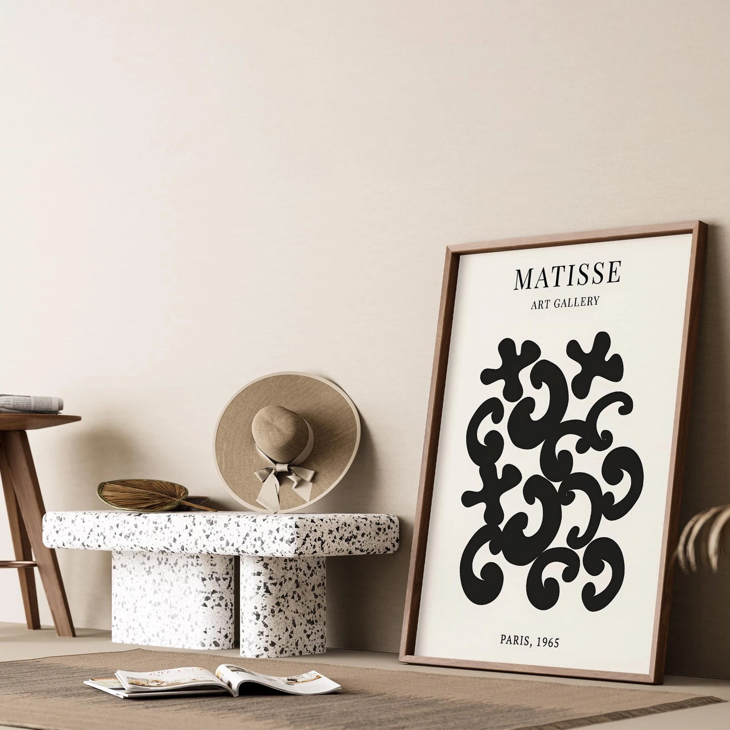 Matisse Kağıt Kesimleri Serisi Siyah Soyut Dal ve Çiçekler I Duvar Tablosu