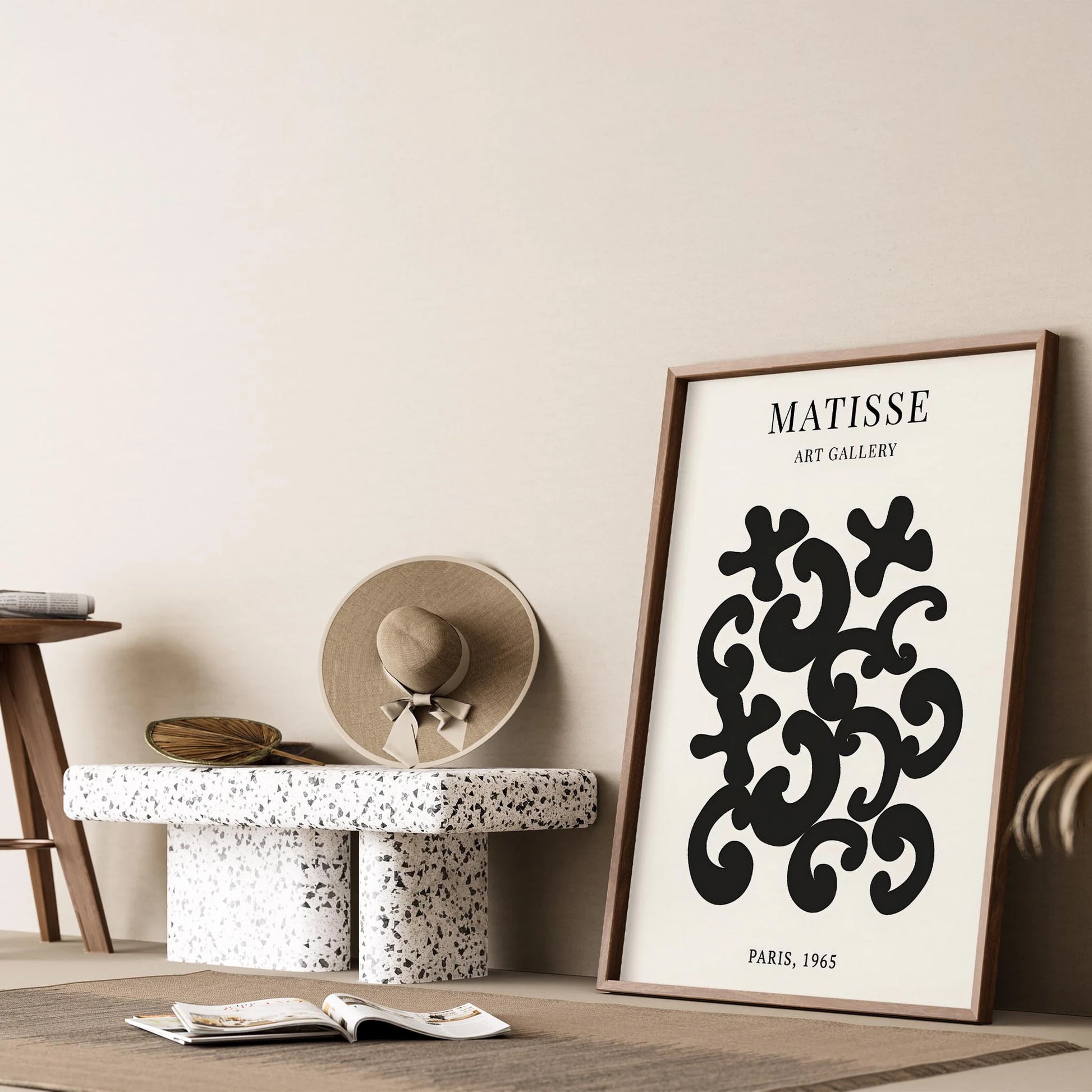 Matisse Kağıt Kesimleri Serisi Siyah Soyut Dal ve Çiçekler I Duvar Tablosu